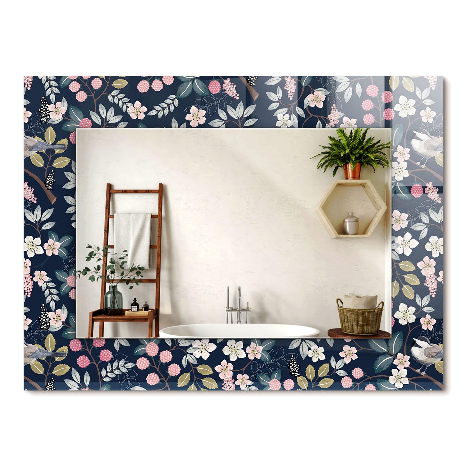 Miroir mural rectangulaire 80x60cm pour agrandir une pièce sombre avec cadre contemporain chic