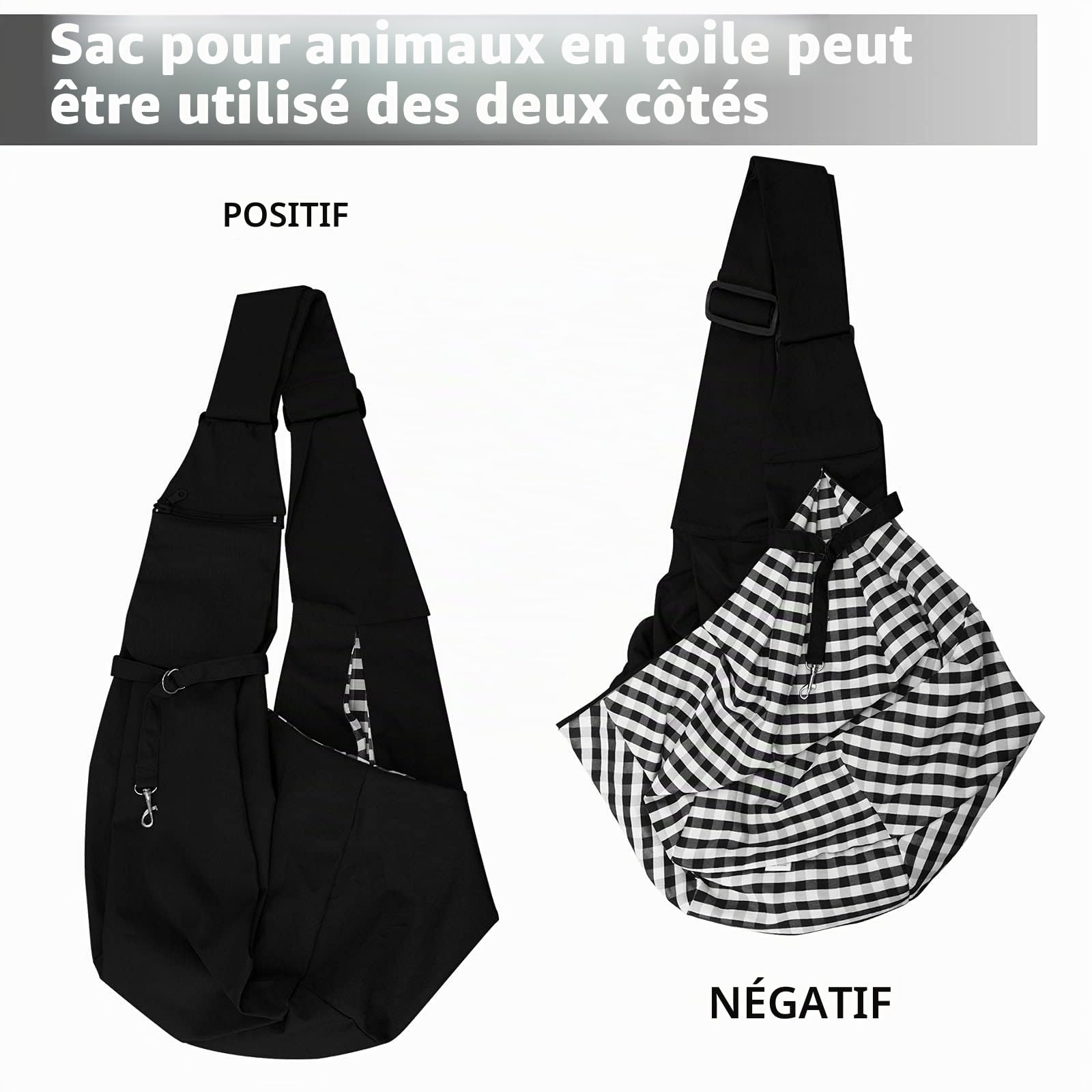 Sac de Transport pour Chien et Autres Animaux de Compagnie, Réglable Sac Bandoulièrede pour Petit Chiens, Transport pour Chien Respirant, Convient pour La Marche Plein Air (Noir)