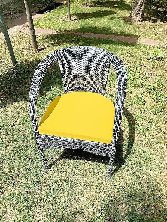 Image of India 4+1 Outdoor Indoor Patio Furniture Sets Rattan Chair Patio Set Lawn Chairs Balcony Rooftop Outdoor Garden Furniture Chair with Cushion (Black with White line & Yellow Cushion)