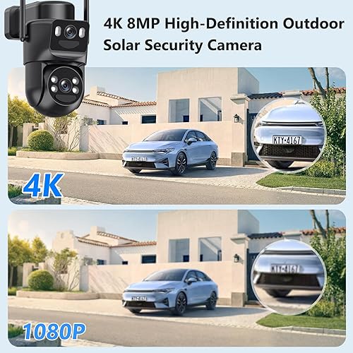 Miniatura 5 de Cámaras de seguridad solar 4K inalámbricas para exteriores, alimentadas por batería, bala de doble lente de 5 GHz y 2.4 GHz y enlace PTZ de 360