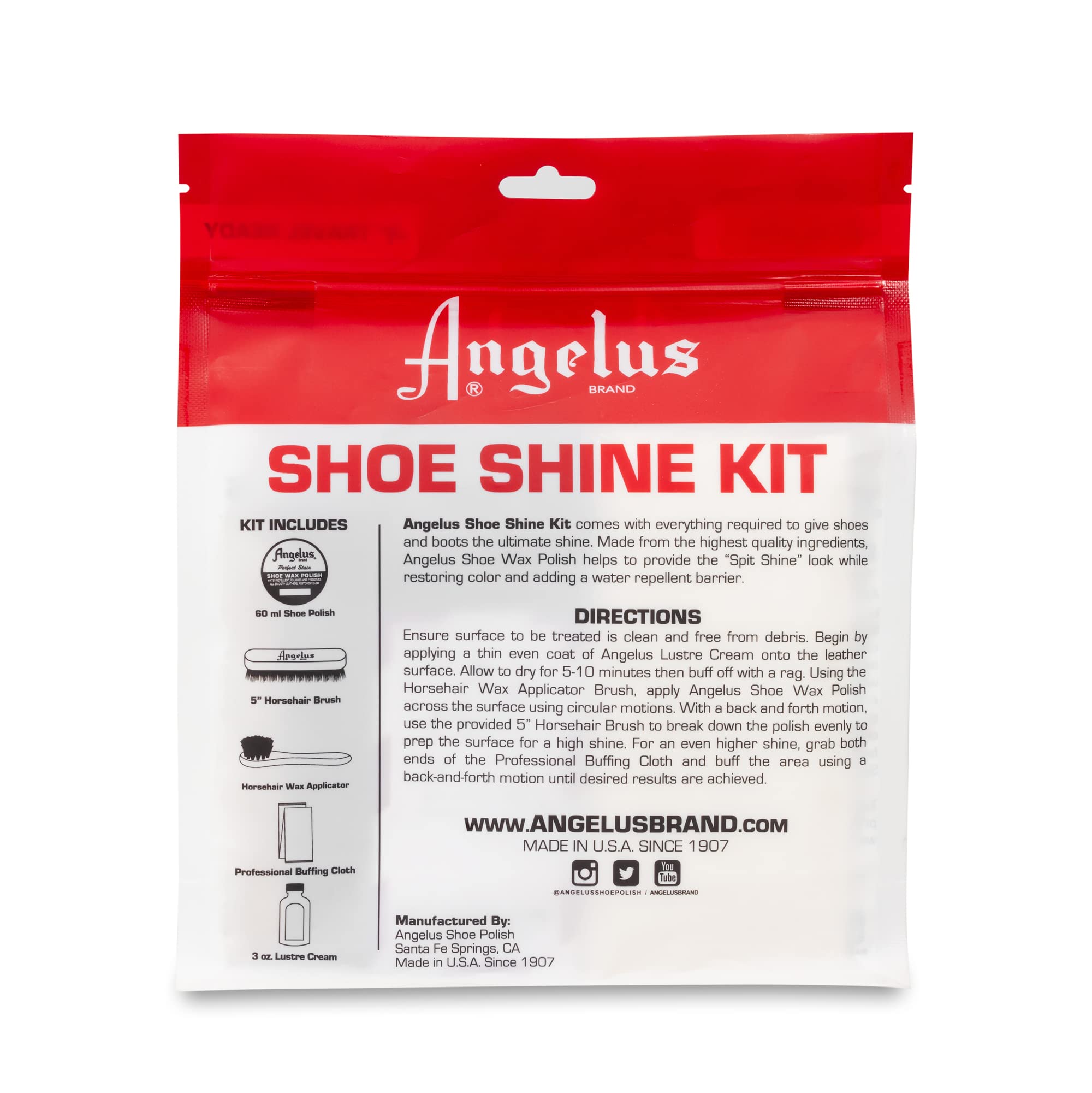Angelus Shoe Shine Kit de viaje 5pc Set Negro