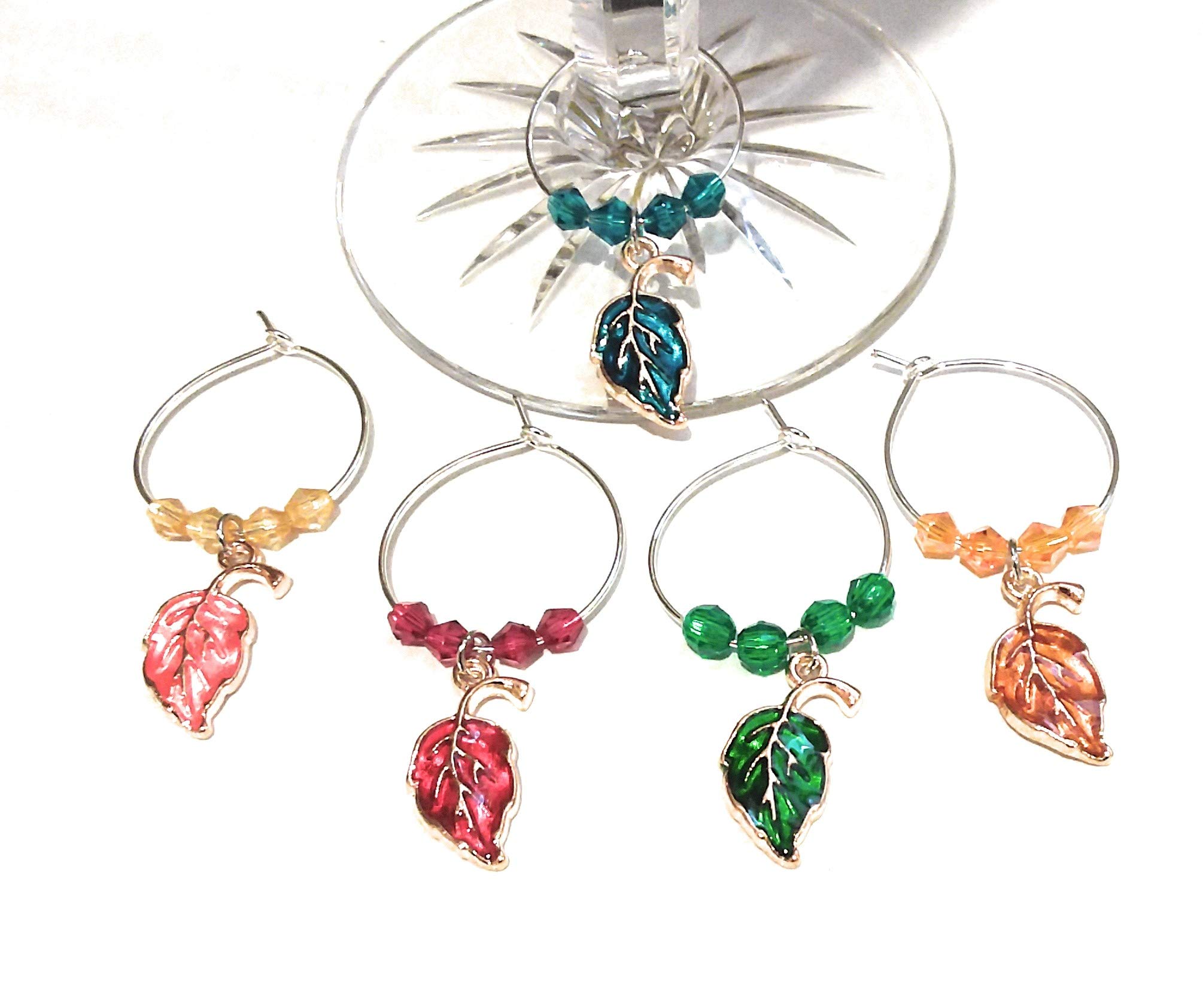 Thanksgiving Wine Charms, Halloween Wine Charms, Fall Leaves Wine Charms, Glass Tag Identifiers, Halloween Wine Charms, Halloween, Thanksgiving Glass