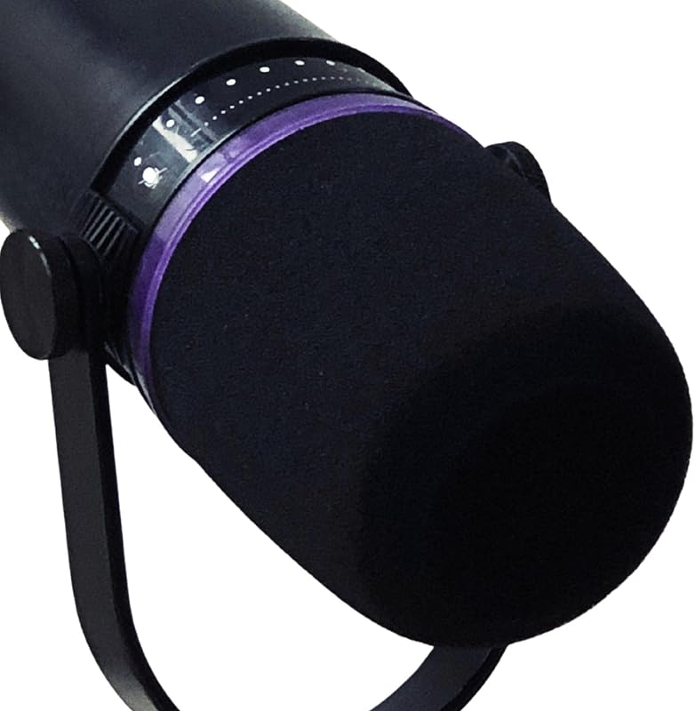 Pop Filter for Shure MV7 MV7X Mic with Retainer Ring (Black) | Custom High Dense Colored Microphone Foam Windscreen for Gaming, Streaming, Podcasting, Singing and Live Show
