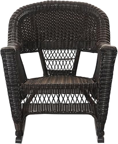 Jeco Juego de 2 sillas mecedoras de mimbre espresso