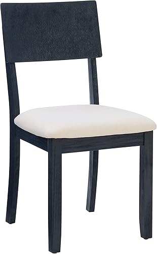 Miniatura 11 de Linon Asiento tapizado de lino beige de madera carbón, silla de comedor Carter, juego de 2, carbón oscuro y beige