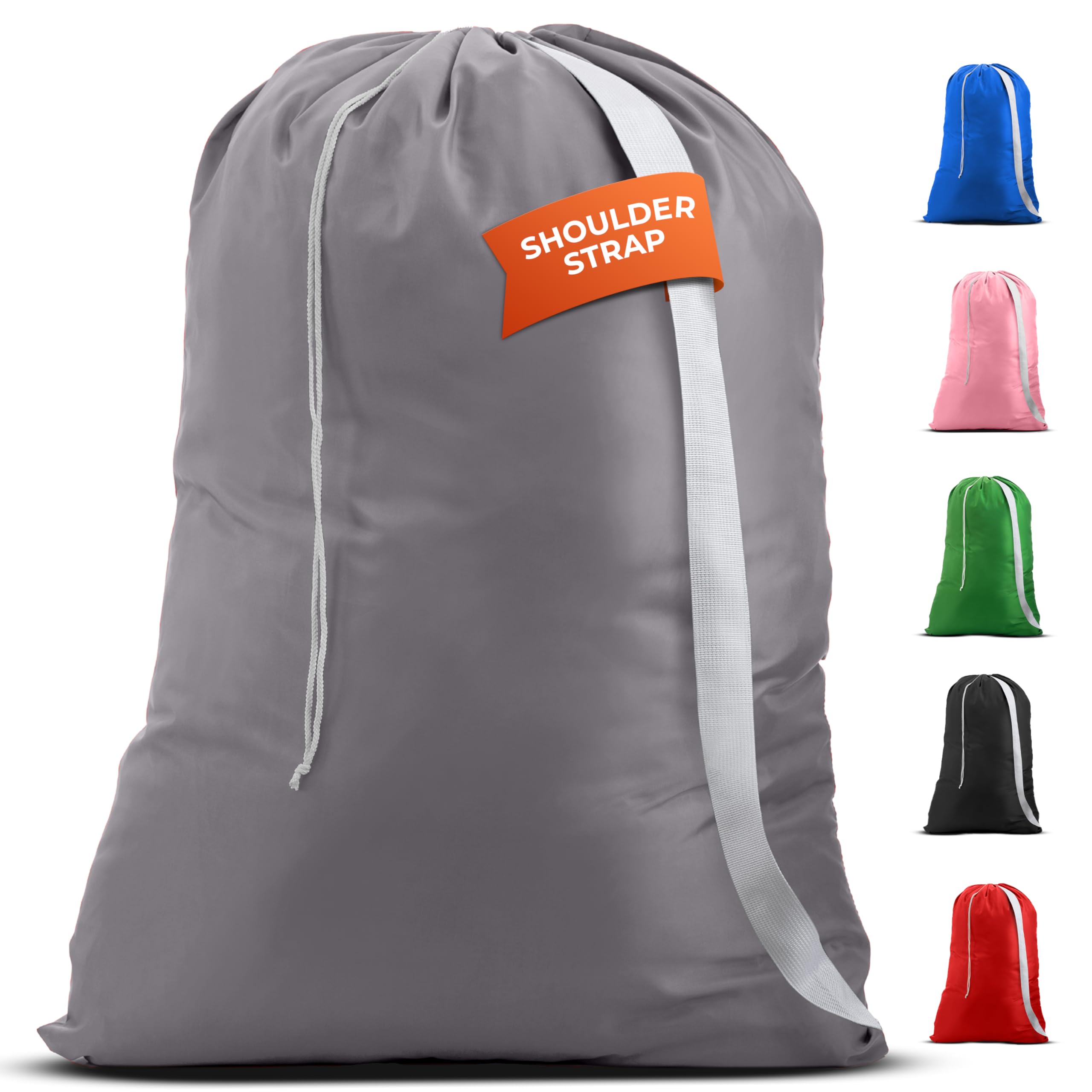Large Laundry Bag with Shoulder Strap - Black -9