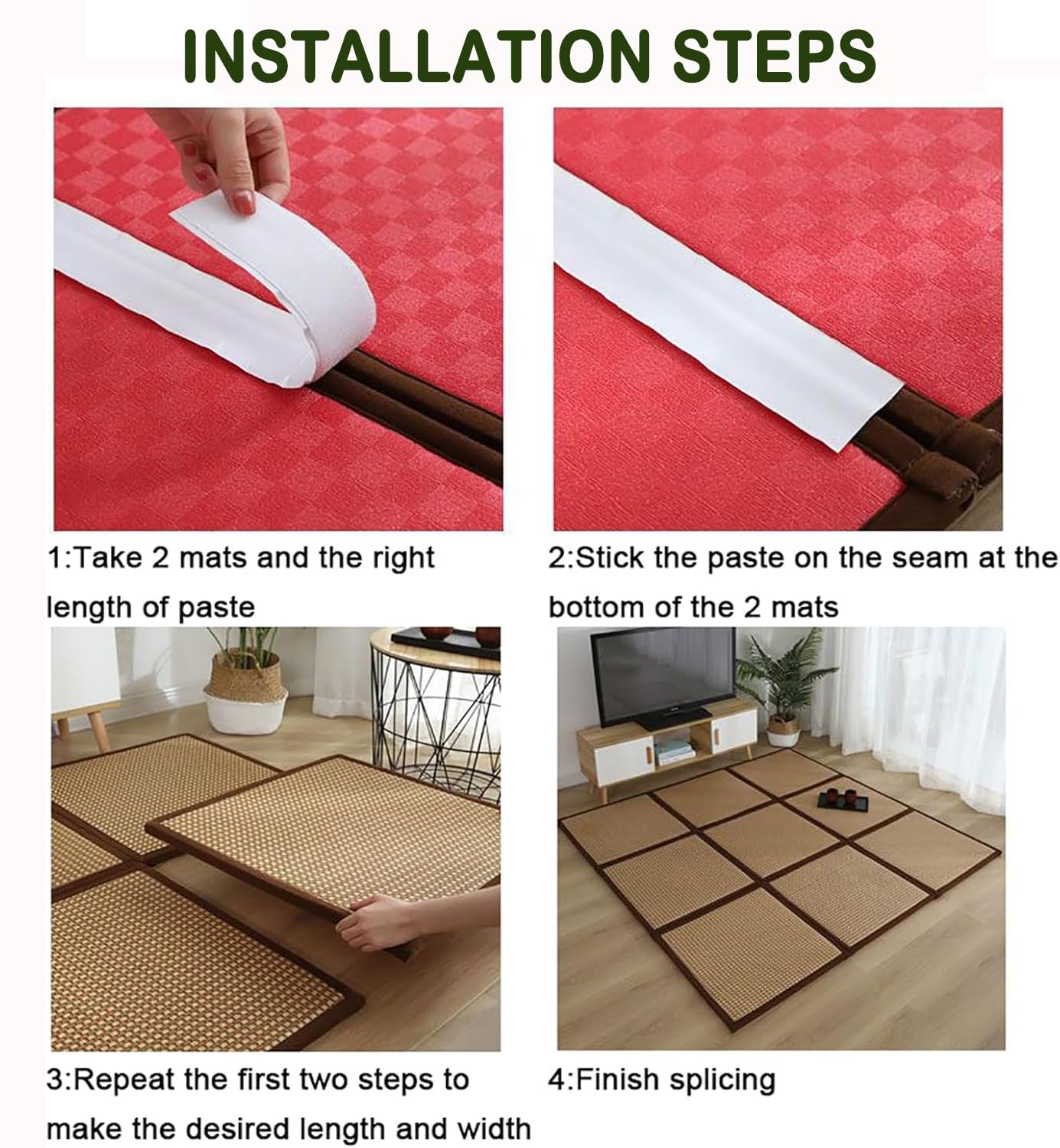 Tatami, tappetino pieghevole antiscivolo, per camera da letto, gattonare e yoga, tappetini patchwork