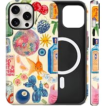 Magnetic for iPhone 15 Pro Case Cute European Collage Lovely Fish Phone Case, Summer Shockproof Slim TPU and Hard PC Protective Phone Cover Compatible with MagSafe Designed for Women