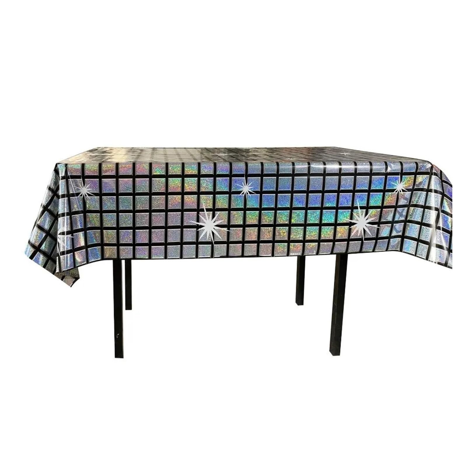 Disco Table Runner Party Decoration Vintage Disco Iridescent Shiny Laser Tablecloth 70s 80s Rectangle Table Cover(1-2.7M)