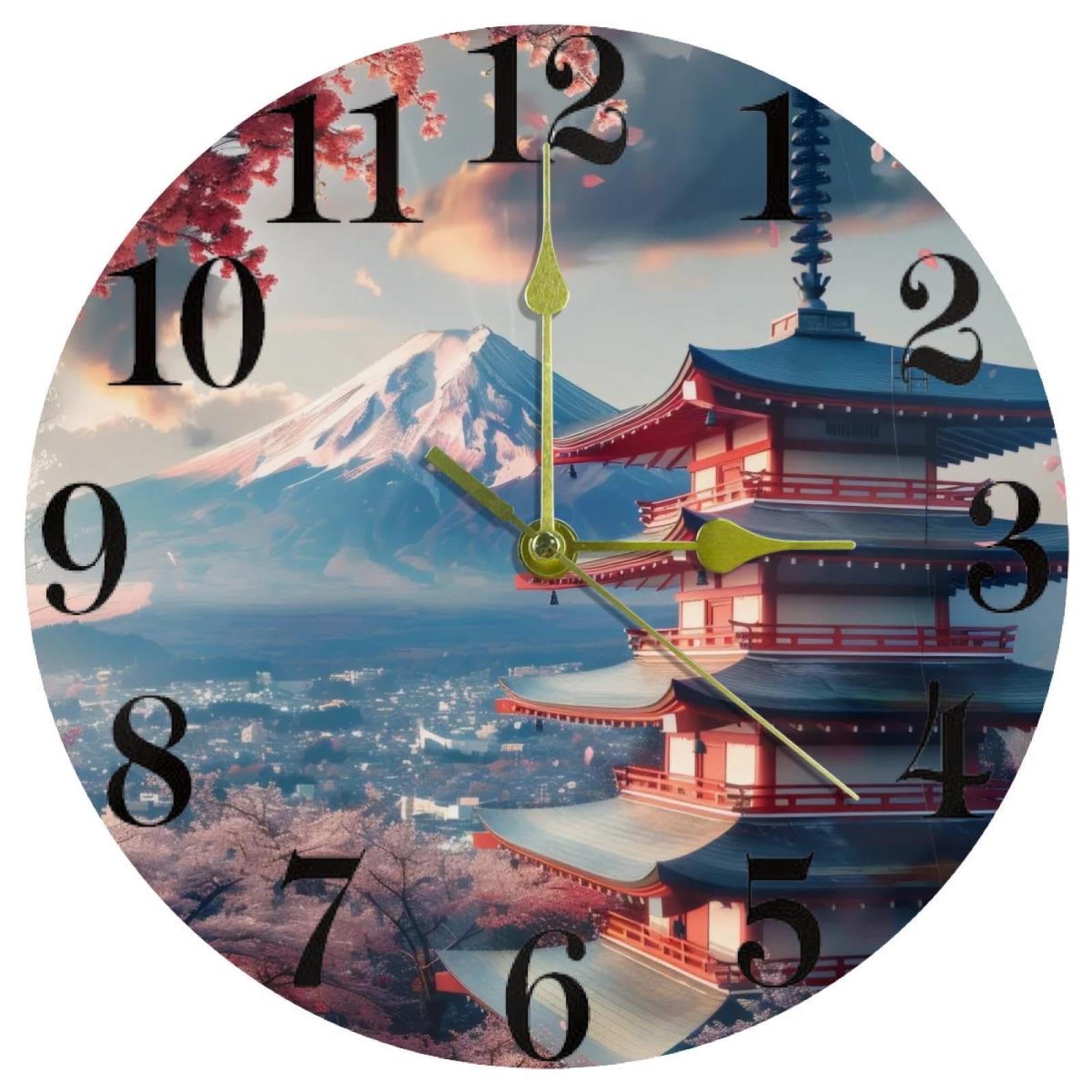 Horloge murale japonaise quartz silencieuse noire pour cuisine et bureau