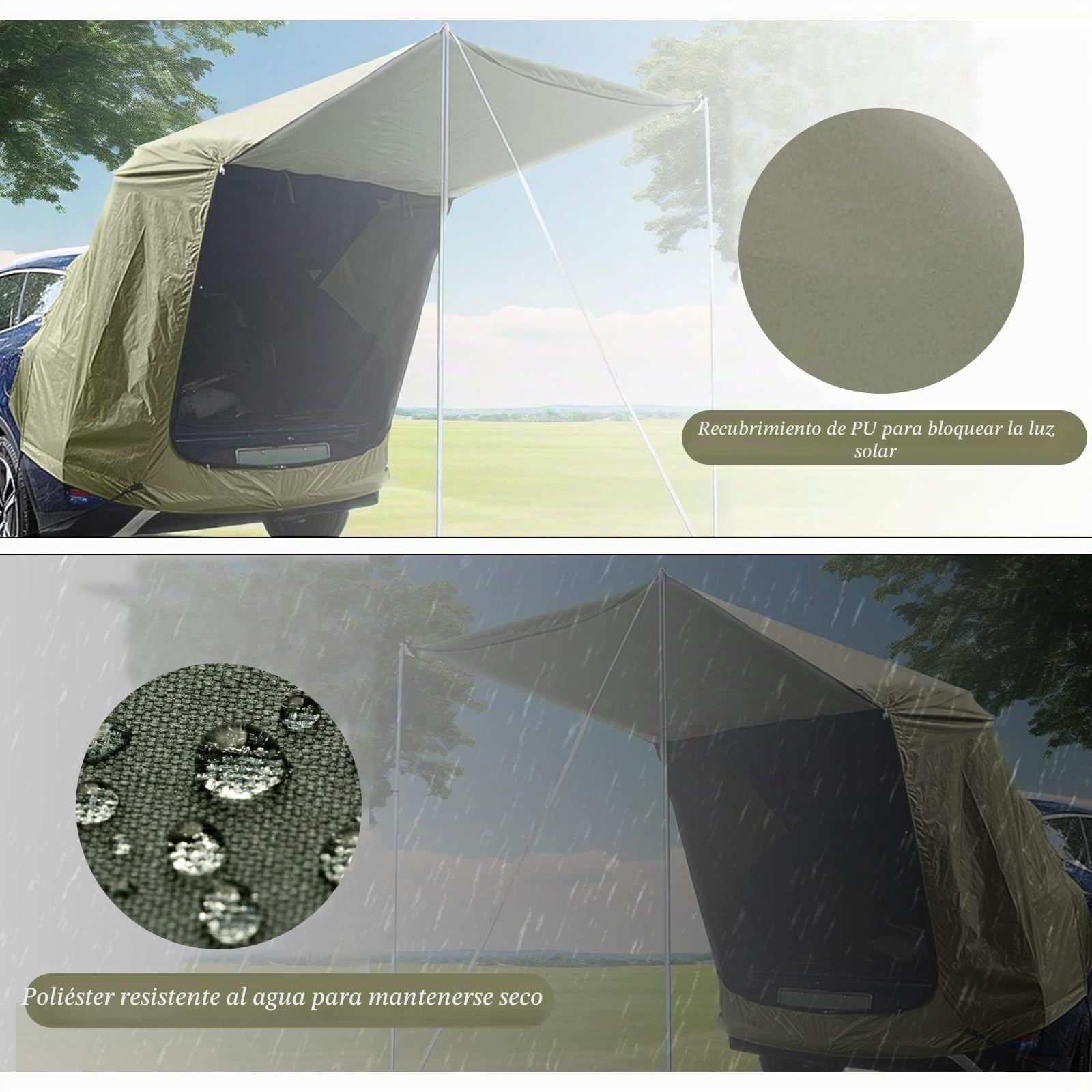 Tienda de campaña para coche resistente al agua, con mosquitera y toldo universal para el maletero