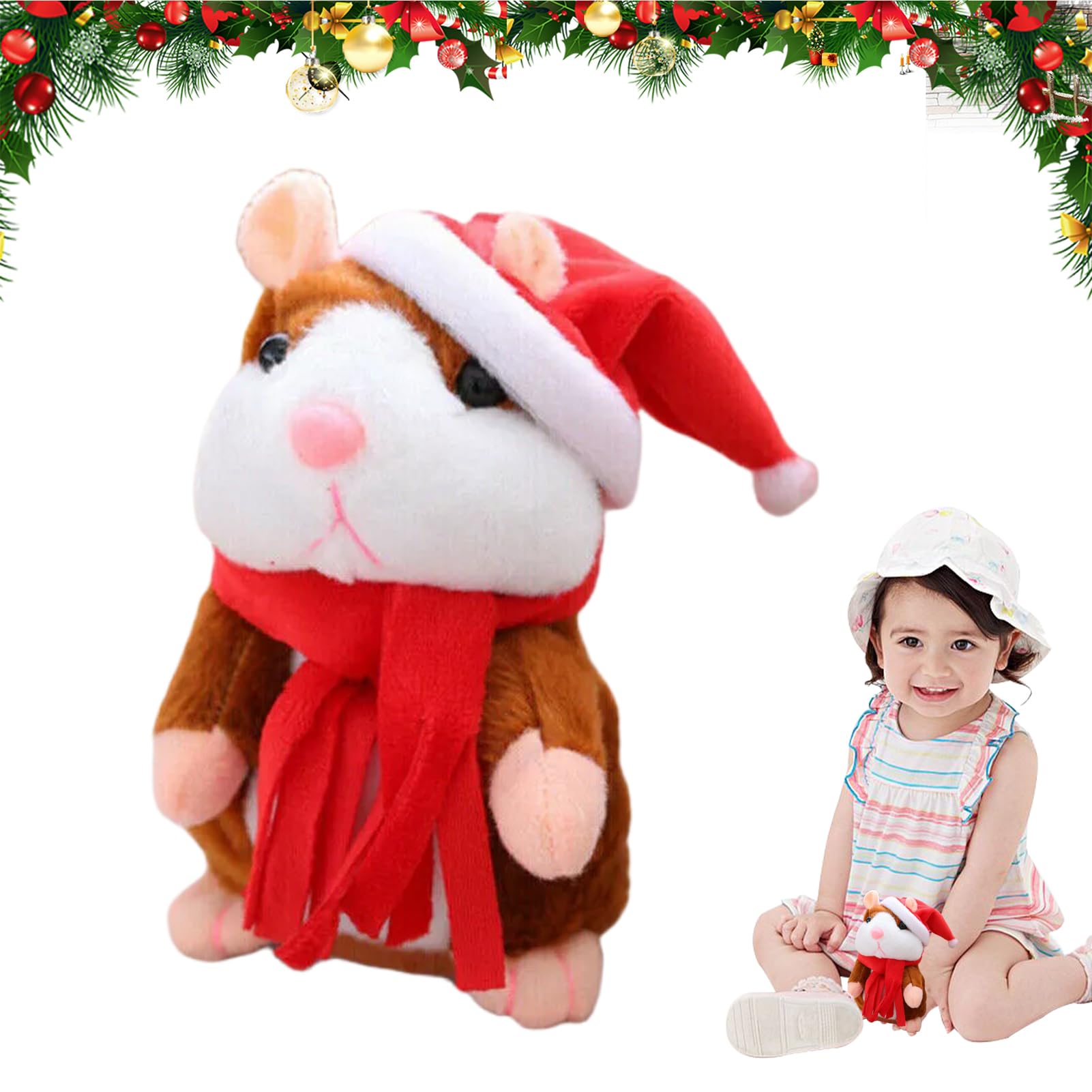 Talking Hamster Toy - Plush Interactive Toys Talking Hamster - Toys Repeats What You Say, Stuffed Animals Plush Toy For Girl Boy Birthday Christmas 5.91 Inches