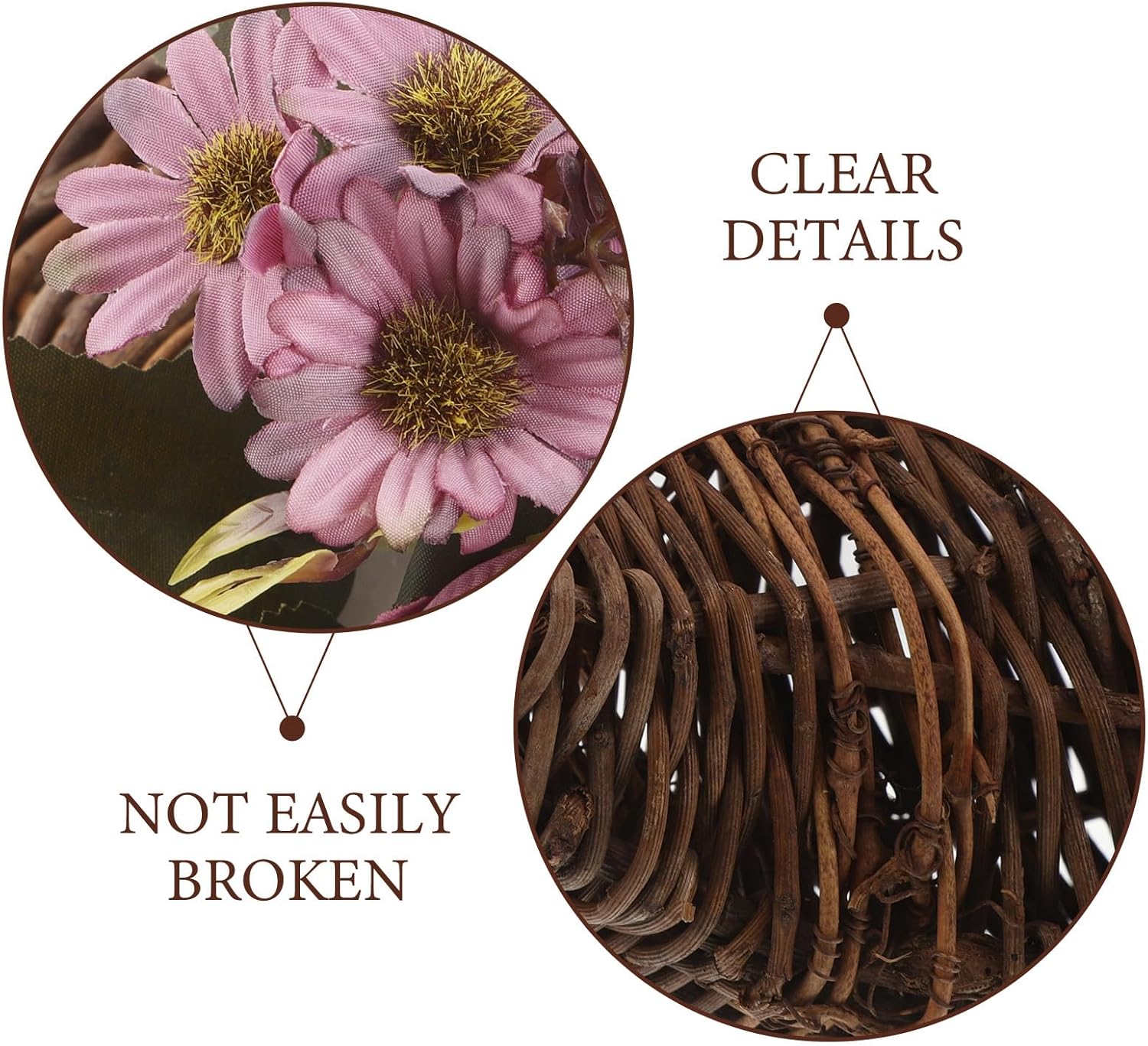 Autumn Peony Wreath: Faux Flowers in Wood Basket - Thanksgiving Door Hanging Floral Basket - Rustic Wall Decoration for Farmhouse and Fall Decor