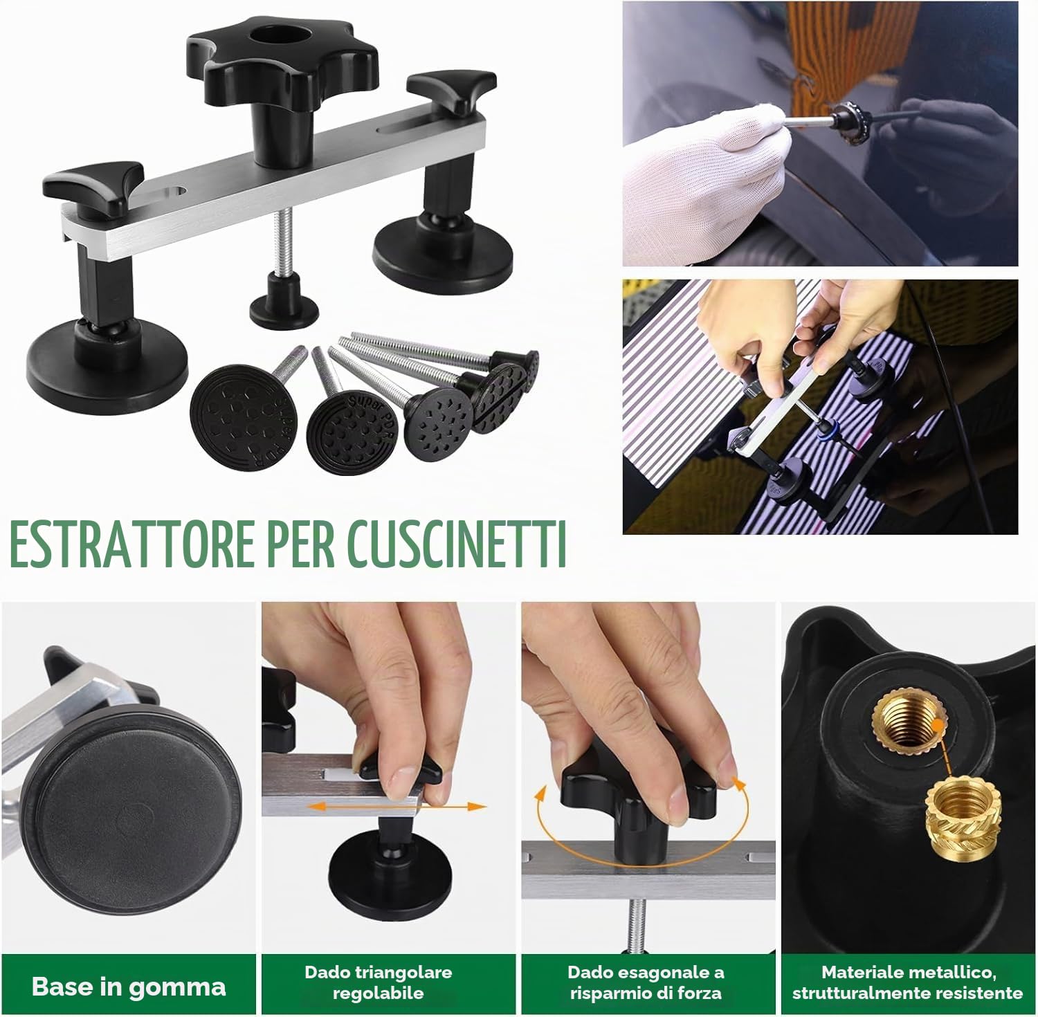 Set di riparazione per ammaccature dell'auto, senza vernice, con LED Dent Board, martello scorrevole, ponte di trazione e estrattore di ammaccature, per ammaccature auto, danni da grandine, piccole e