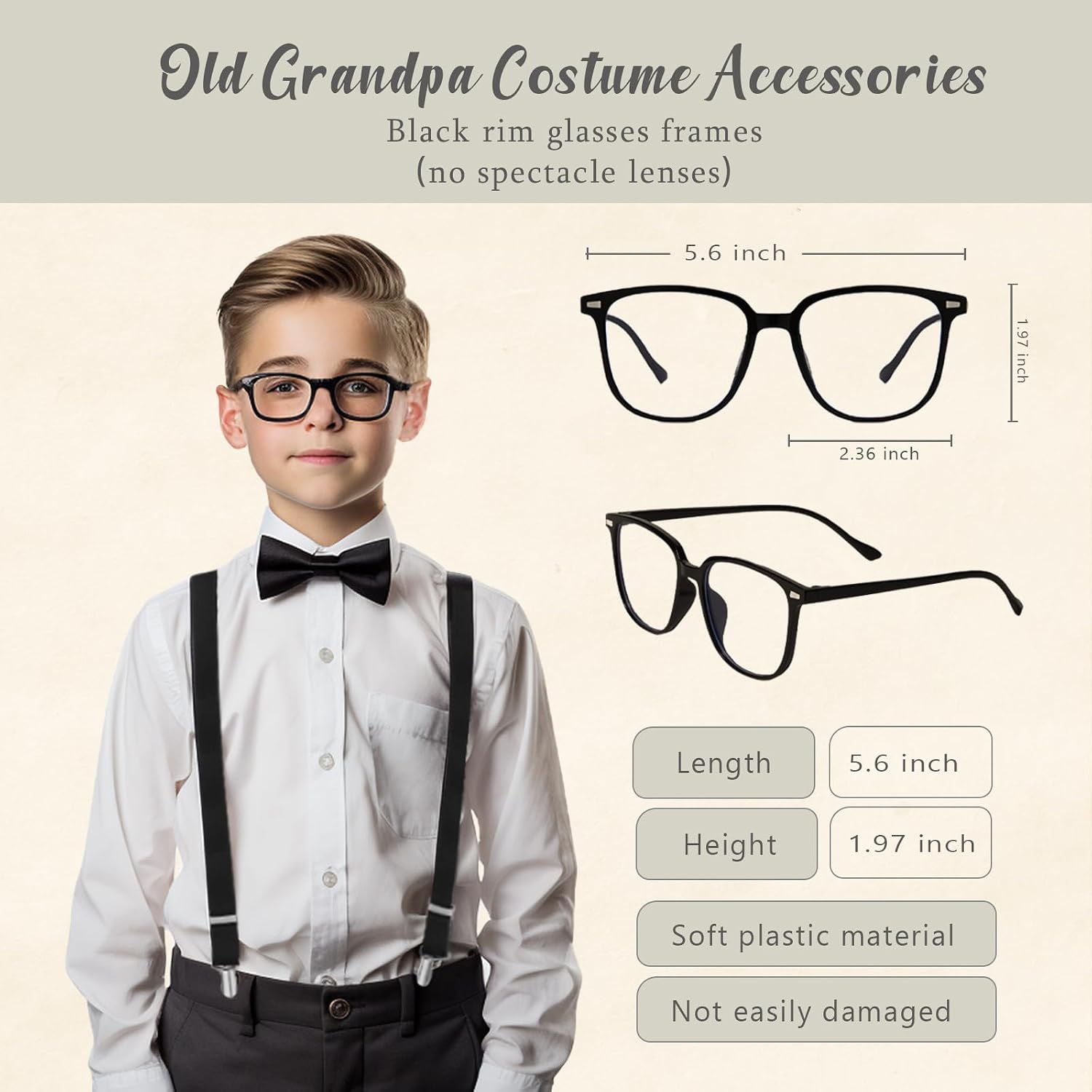 Patemby Old Man Costume for Kids, 100 Day of School Old Man Costume Toddler Dress Up for Boys Grandpa Costume Accessories Set