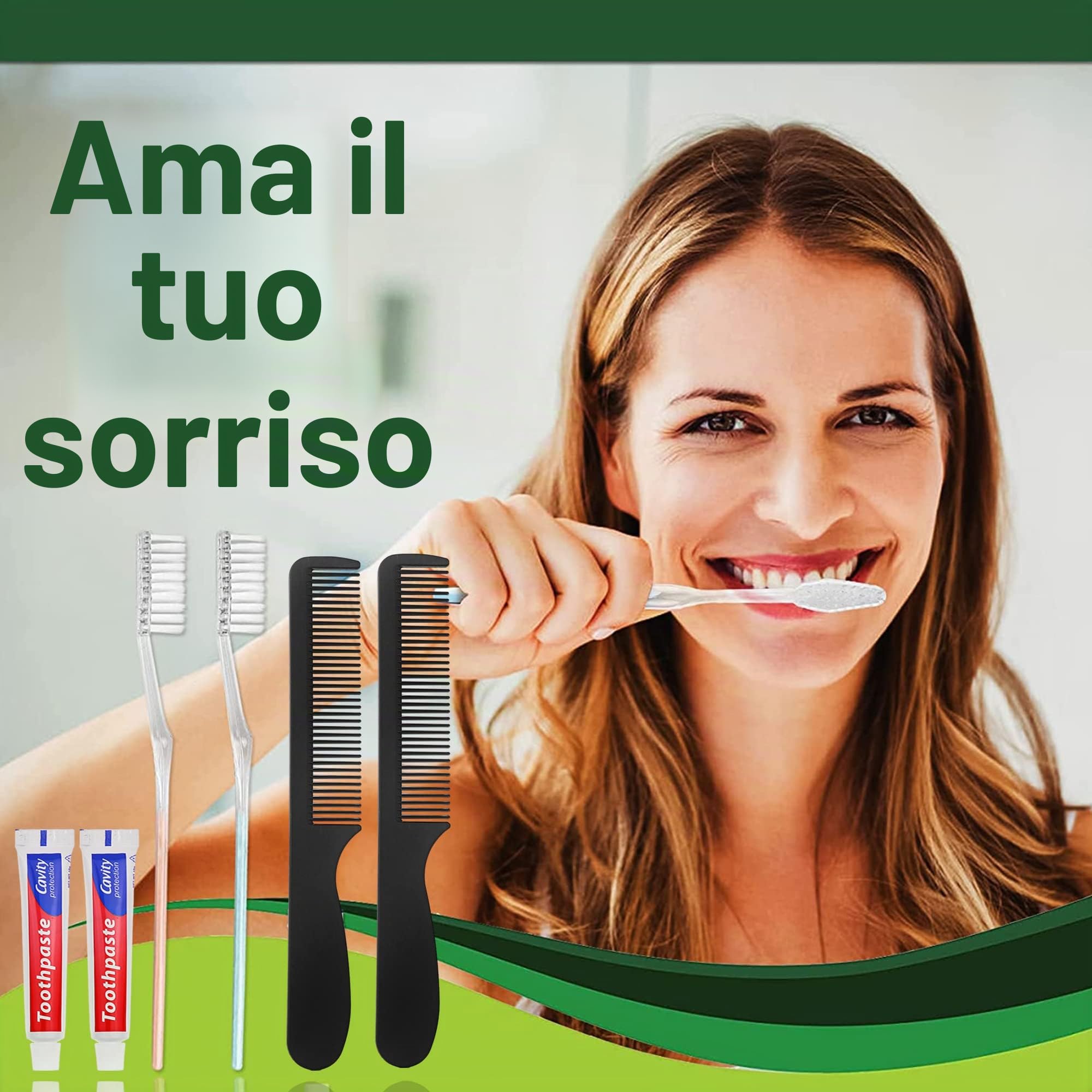100 Pack spazzolini monouso con dentifricio e pettine confezionati individualmente, 10 grammi dentifricio da viaggio, 7 pollici pettine per capelli neri