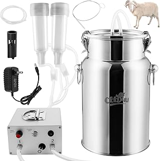 CEED4U 7L Goat Milking Machine, Pulsation Vacuum and Direct Suction Two Modes Pump with 2 Teat Cups