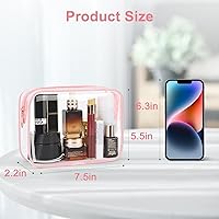 Vista 3 de Wedama Bolsa de aseo aprobada por la TSA, 4 bolsas de cosméticos con cremallera, accesorios de viaje de aeropuerto, bolsas de maquillaje de PVC