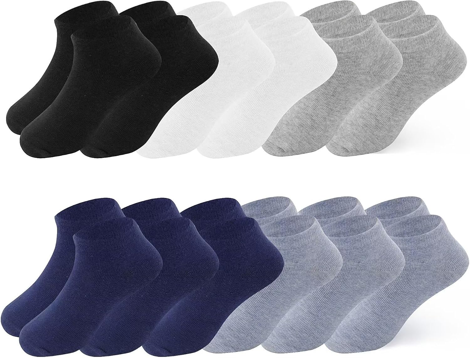 Uizuooy Boys Ankle Socks 12 Pairs Athletic Kids Low Cut 2-8 Years Cotton Breathable Sport Socks