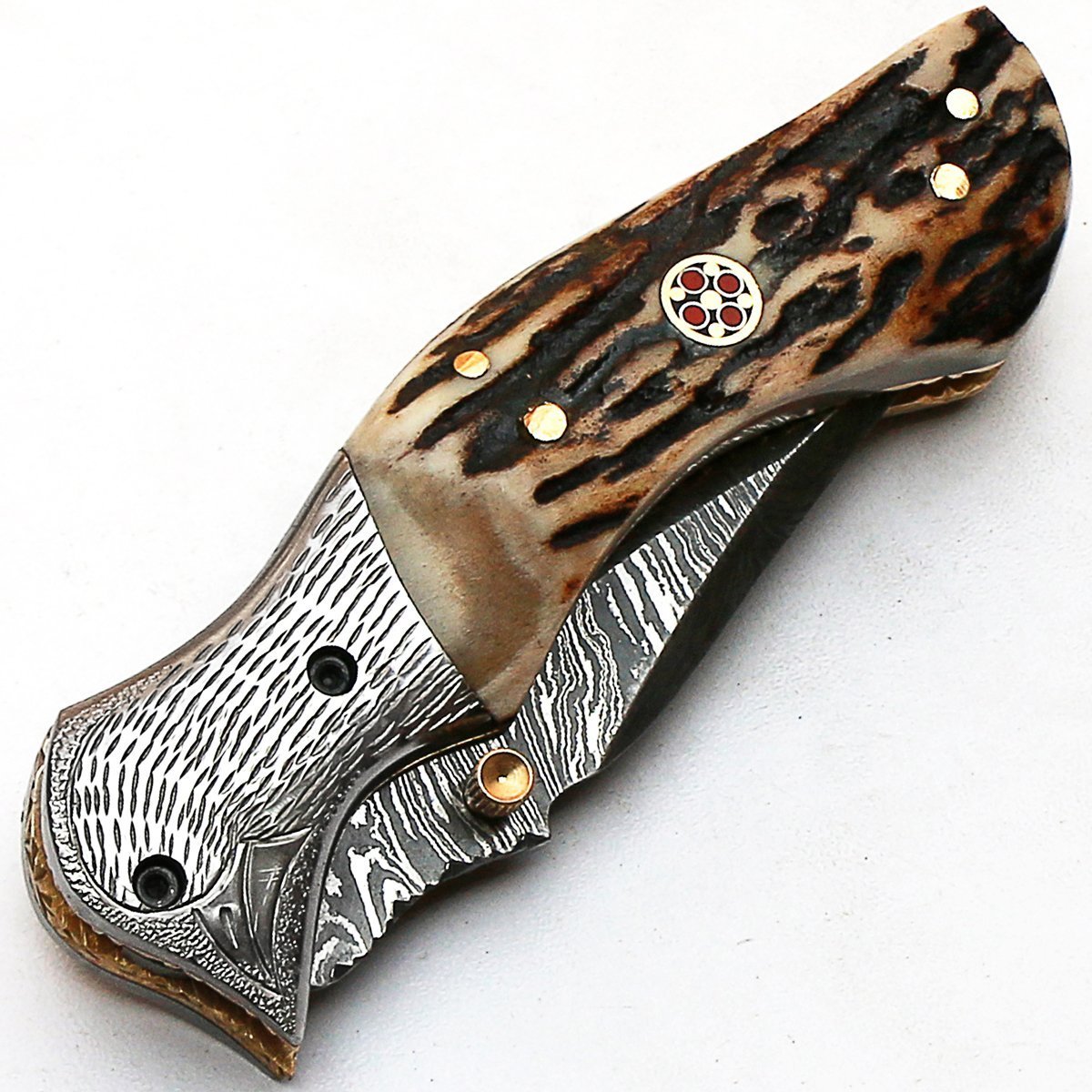 BELLO 8852 Coltello pieghevole Personalizzato a mano Coltello in acciaio damascato garantisce qualità Damasco Coltello con fodero in pelle di alta qualità