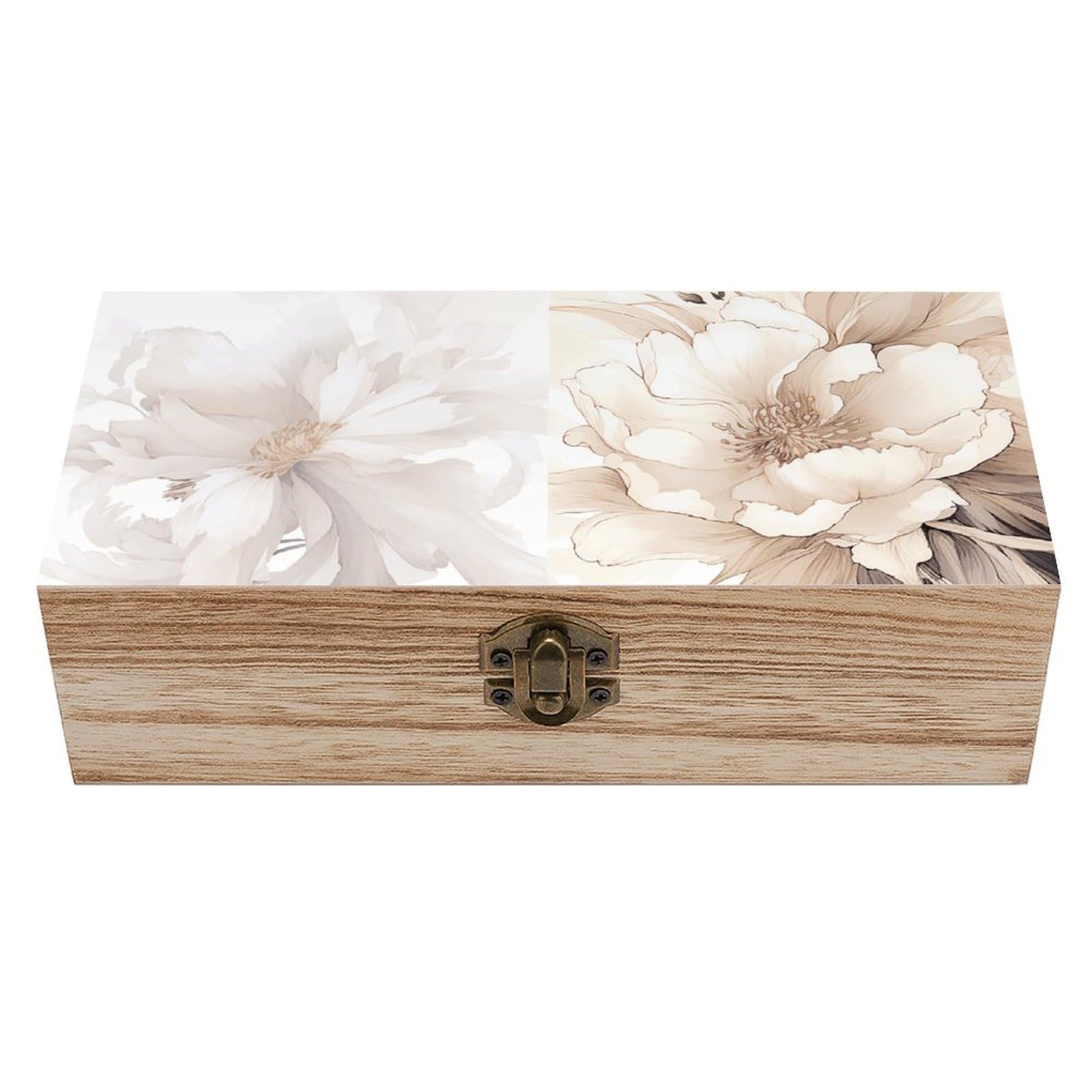 NTVOWPZO Wooden Storage Box Image Wood Gift Box with Hinged Lid Vintage Decorative Boxes Jewelry Memory Box for Jewelry Art Hobbies Home Storage Treasure Keepsake Gift