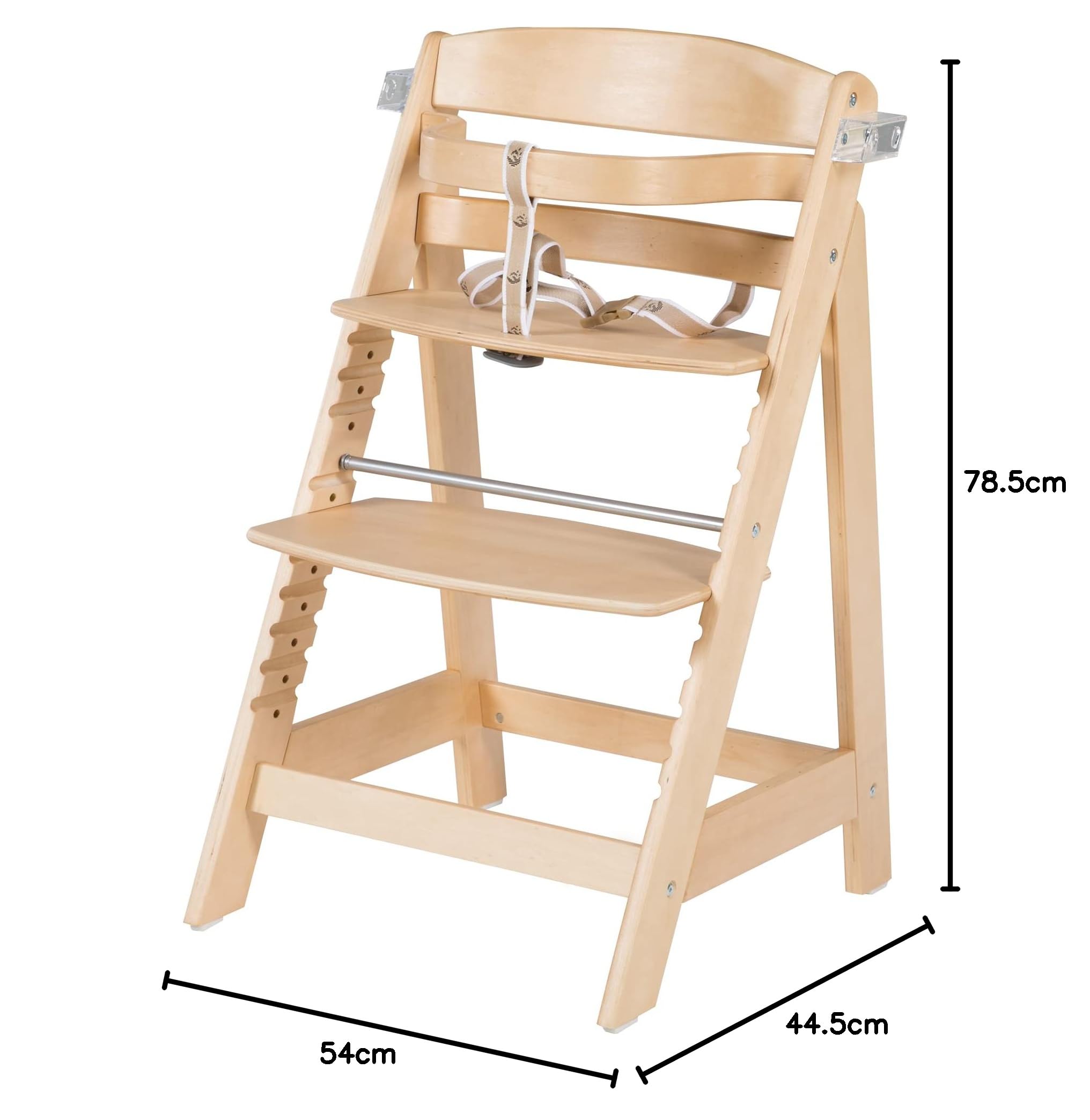 roba Seggiolone per Neonati Evolutivo Sit Up Click e Fun + Vassoio Rimovibile - con Barra di Protezione - Ergonomico - Altezza Regolabile - Legno Naturale