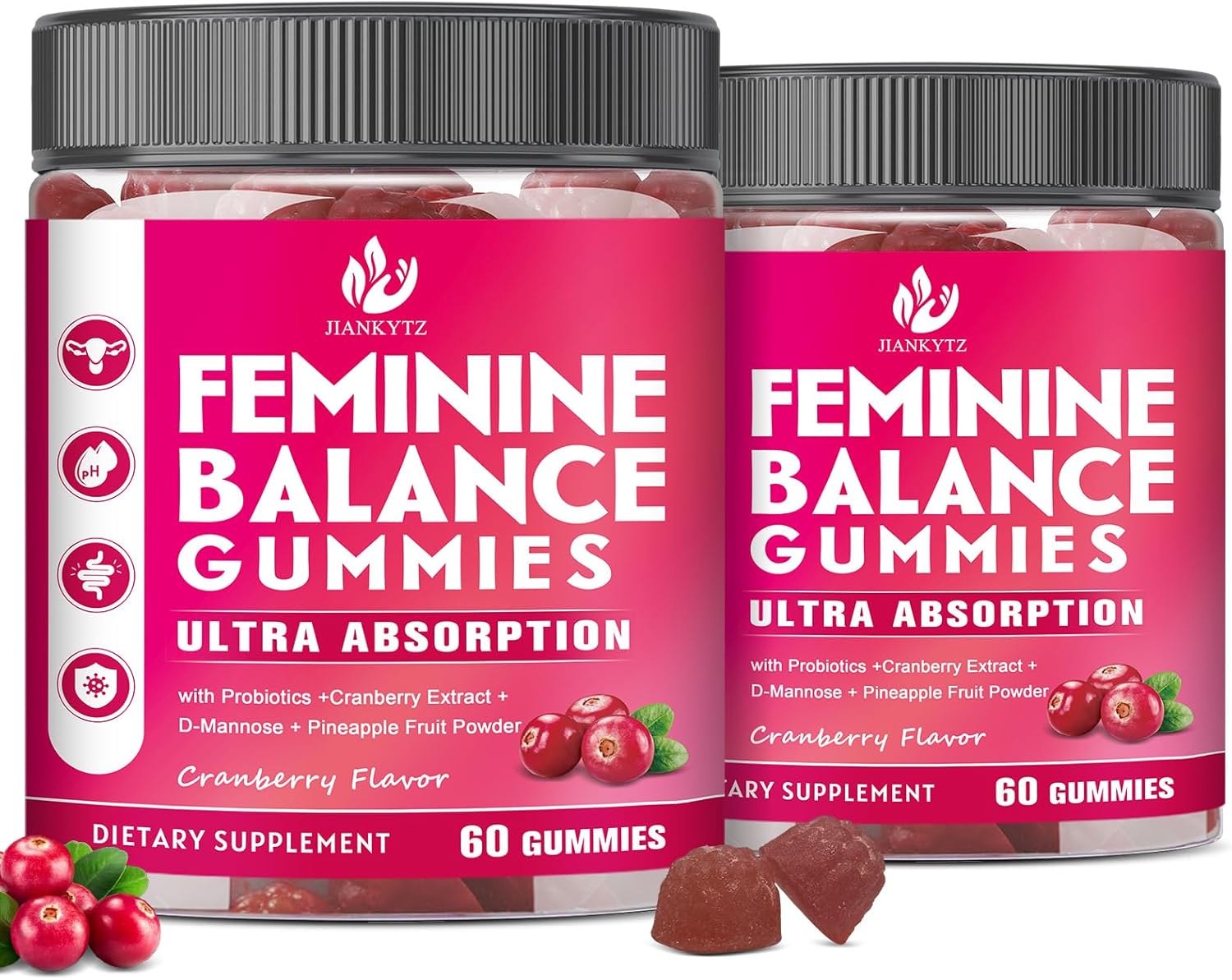 (2 Pack) Sugar Free Premium Feminine Balance Gummies for Women - Vaginal Health, Antioxidant, Digestive Health, PH Balance Support, Vaginal Probiotics for Women Gummies, Max Absorption
