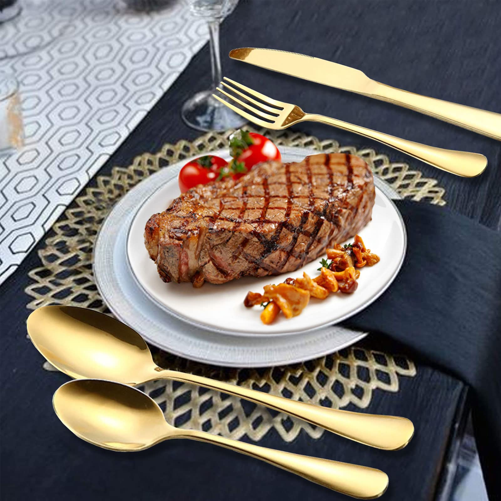 Ménagère 24 Pièces - DEKA - Acier Inoxydable - Compatible Lave-vaisselle - Pour Adultes - Maison