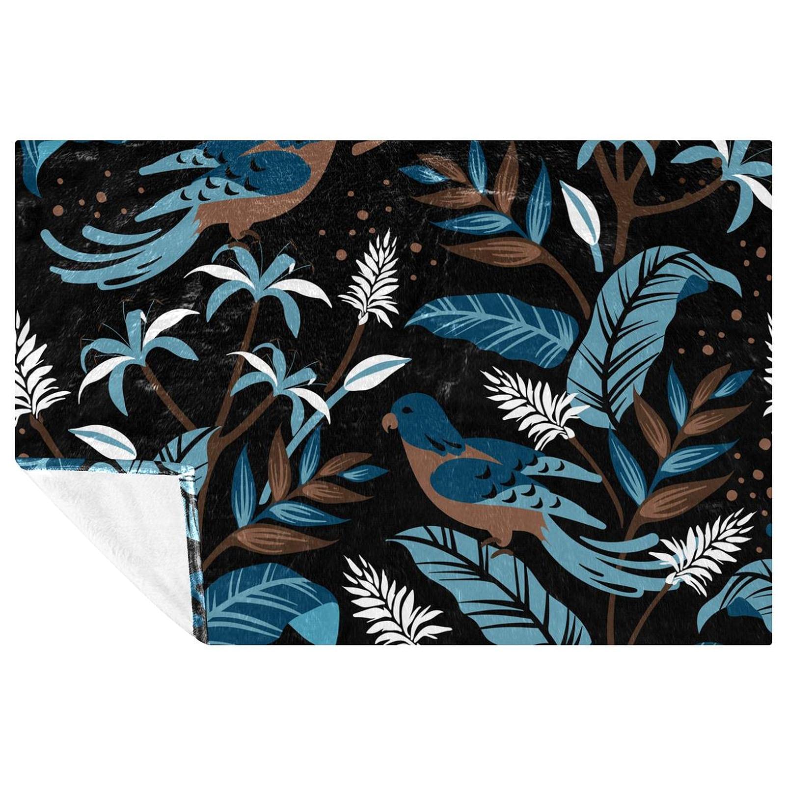 Couverture lit et canapé motif oiseaux contre le froid