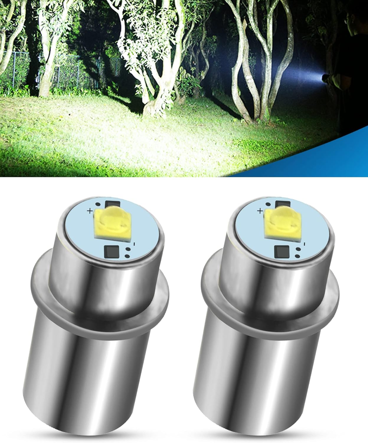 HONLEEX 2pcs DC 530V P13.5S PR2 Upgrade LED Flashlight