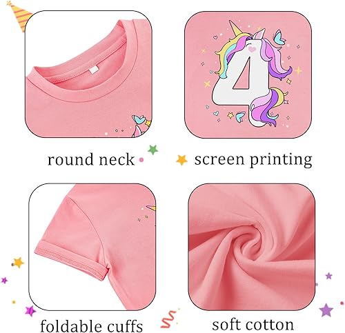Miniatura 5 de Camisetas de cumpleaños de unicornio para niñas de 1 a 6 años de edad, divertidas camisetas para bebés y niñas, trajes de 1, 2, 3, 4, 5, 6