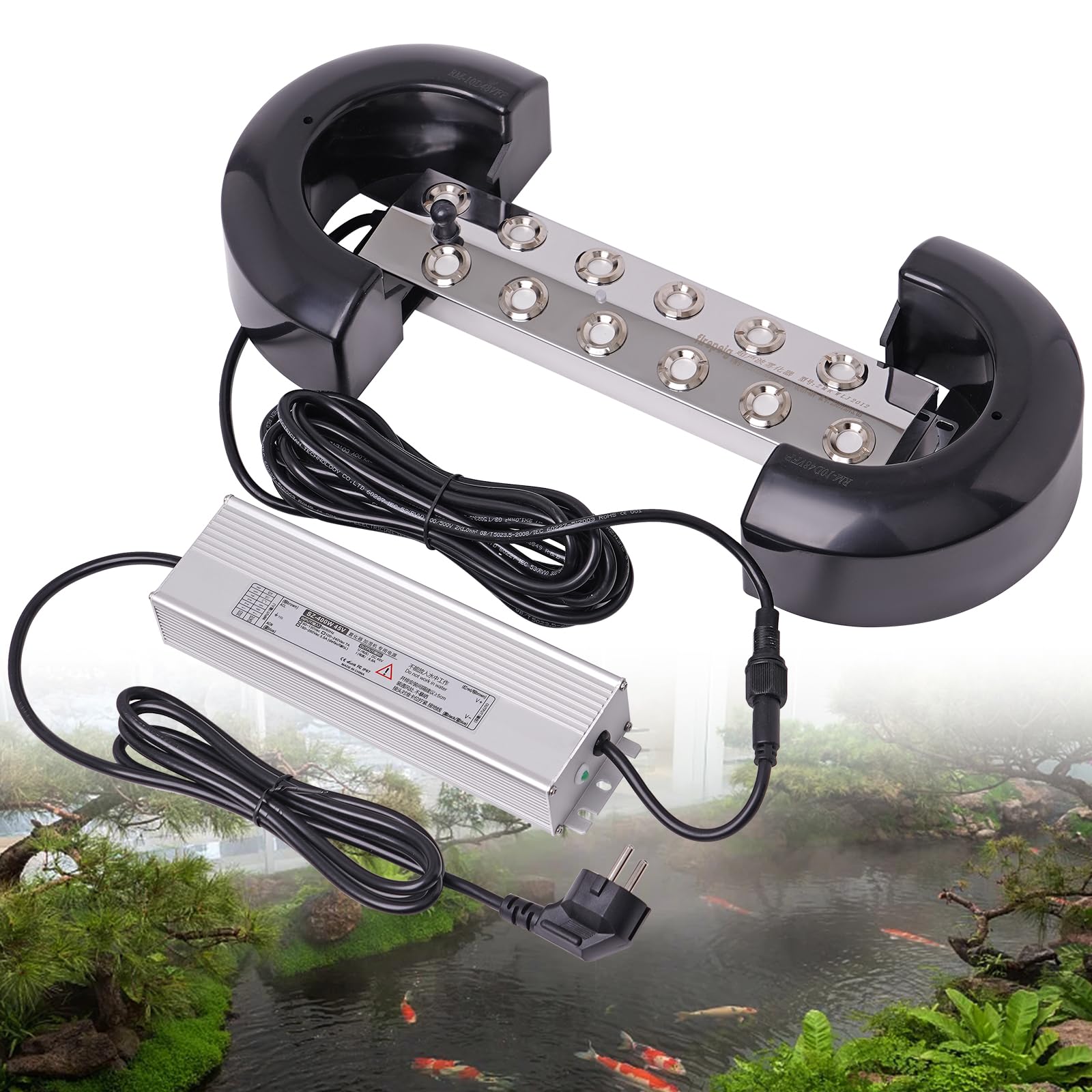 Nebelmacher 12 Kopf Ultraschall Nebelgerät 400W Wasserdichtes Netzteil 8.5L/H Luftbefeuchter für Gartenbau Gewächshaus