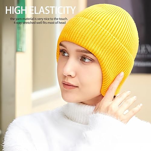 Miniatura 9 de Gorros de invierno para hombre gorras de esquí de punto elásticas para exteriores con orejera resistentes al viento