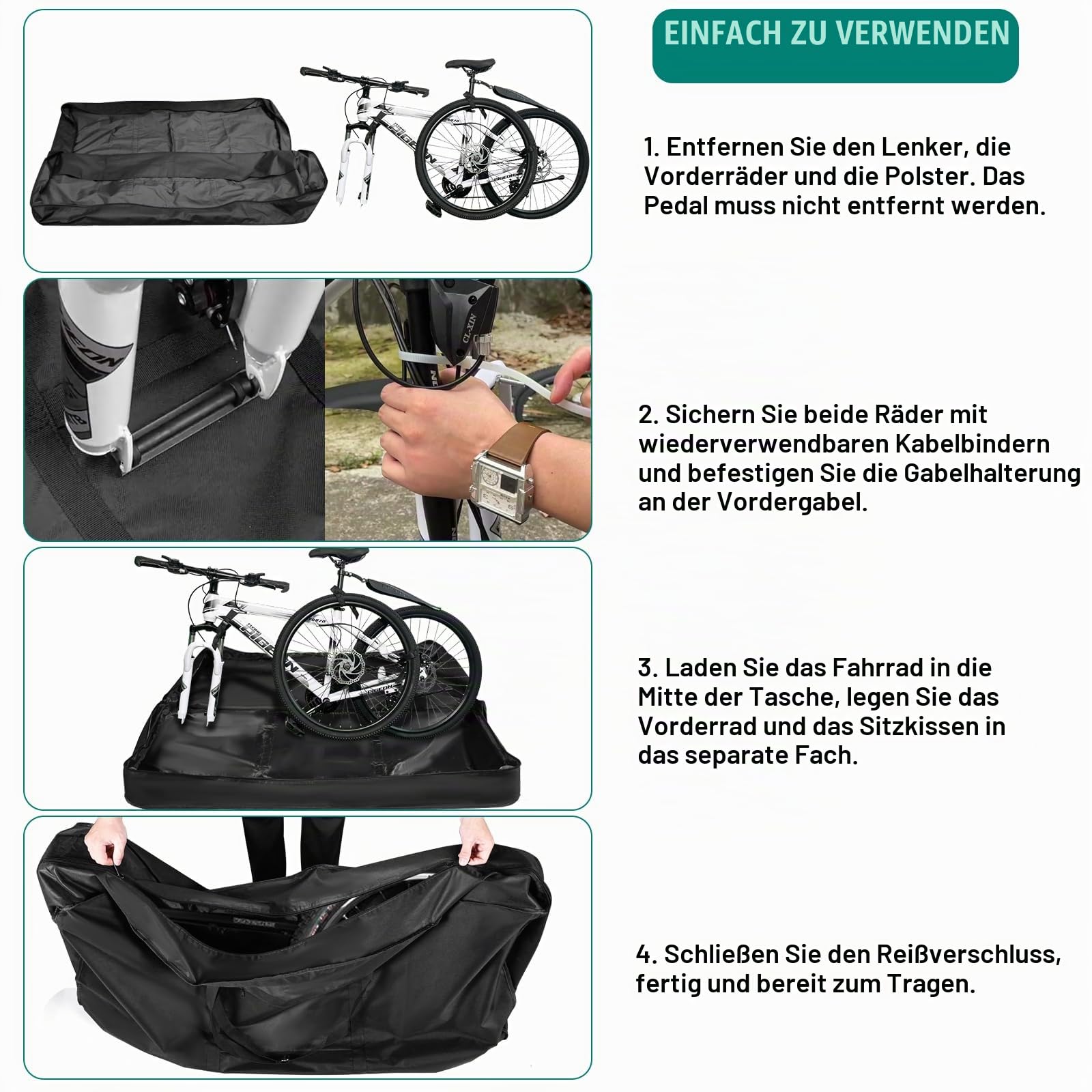 Fahrrad Transporttasche 24 Zoll,Robuste 900D Fahrradtransporttasche Wasserdicht mit Schultergurt,Fahrradtasche Flugzeug für 24-29 Zoll MTB Rennrad und Klapprad Faltrad,Groß Fahrrad-aufbewahrungstasche