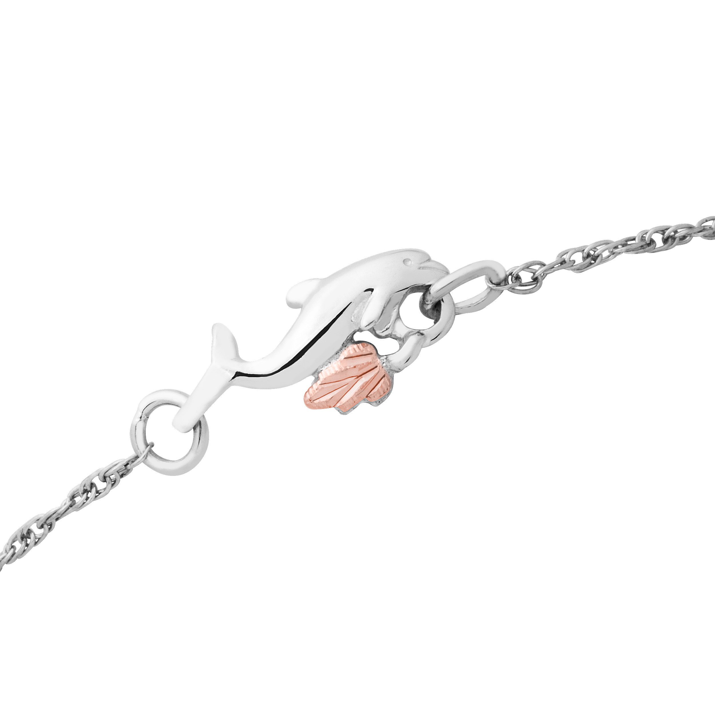 Black Hills Gold on Silver Dolphin Ankle Bracelet