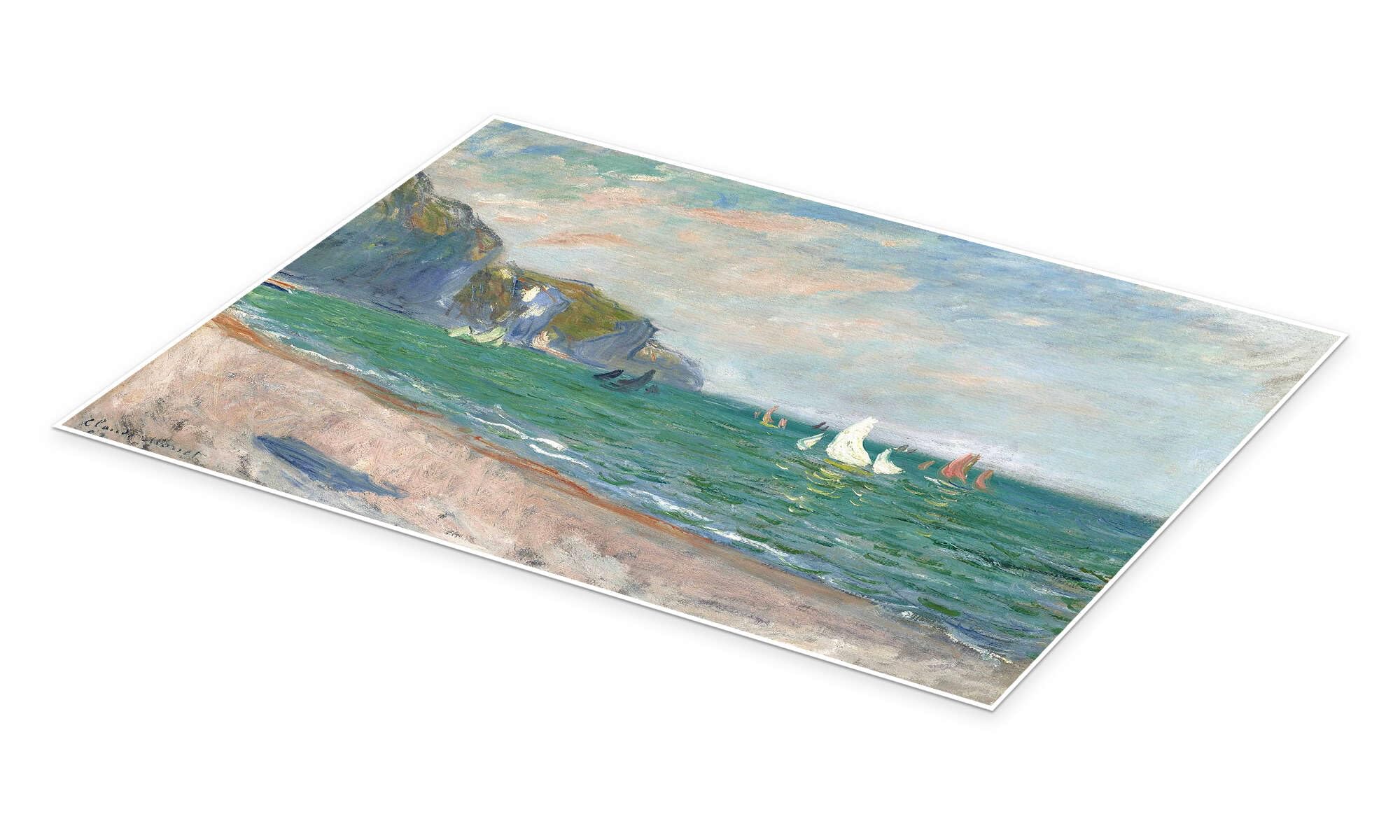Boats under the cliffs of Pourville Plakat