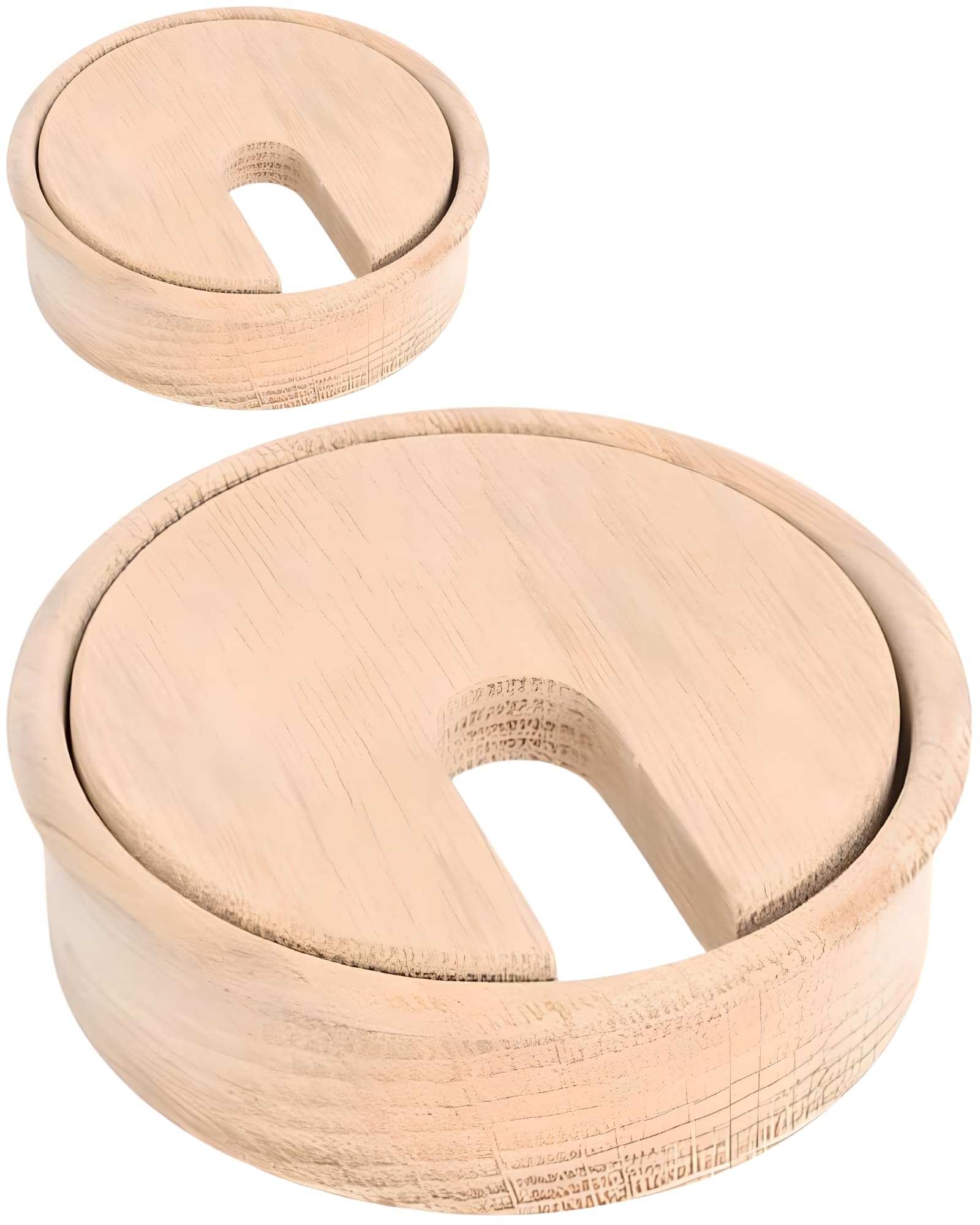 Gedotec Cable aperture untreated oak | Plain | 2 round cable apertures | cable socket drill-Ø 80 mm | cable duct for gluing into worktop | desk duct - cable aperture — image 1
