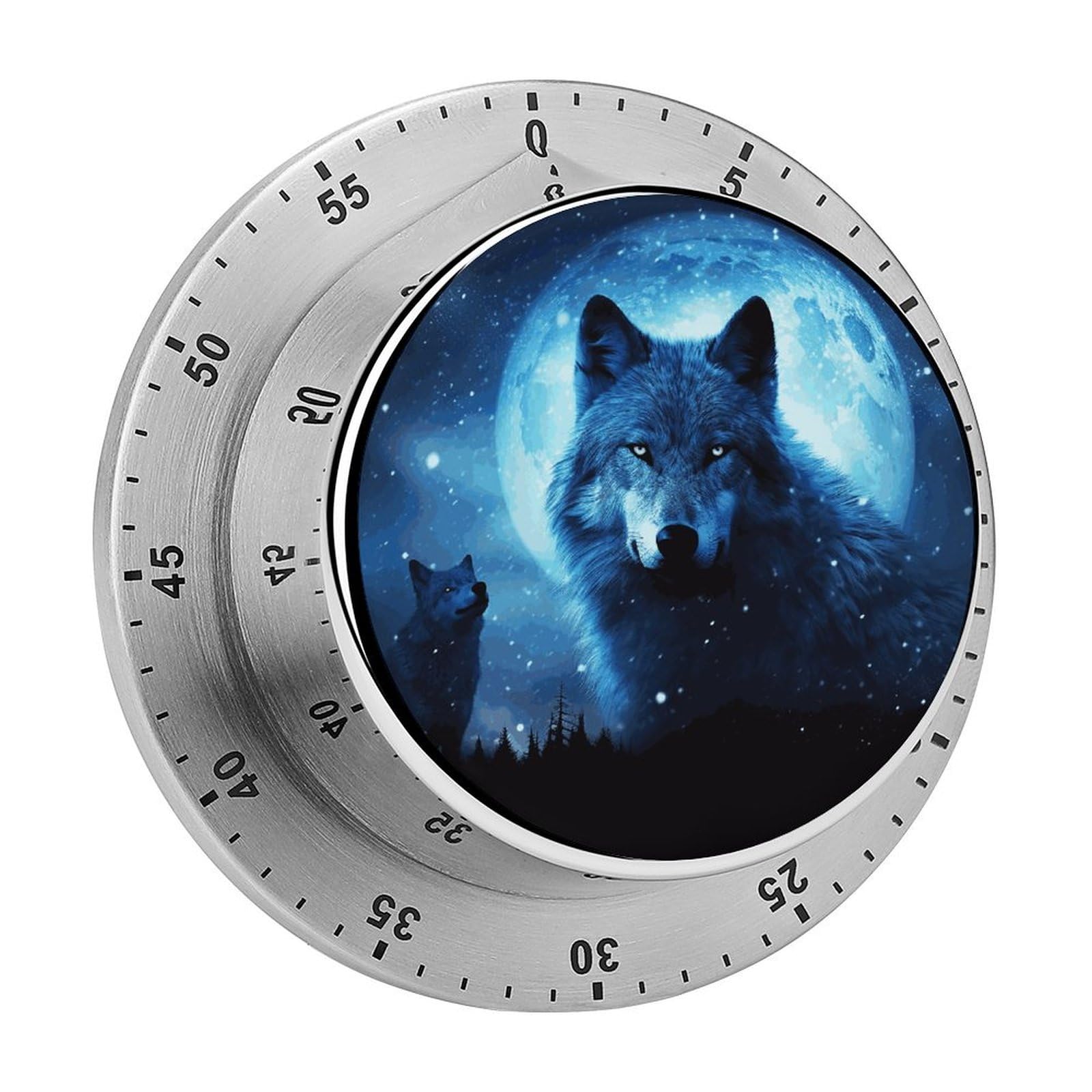Wolfs Visual Timer with Loud Alarm 60-Minute Kitchen Timers Exquisite Stainless Steel Body - Mechanical Desk Timer Countdown Clock for Cooking Chef Clock