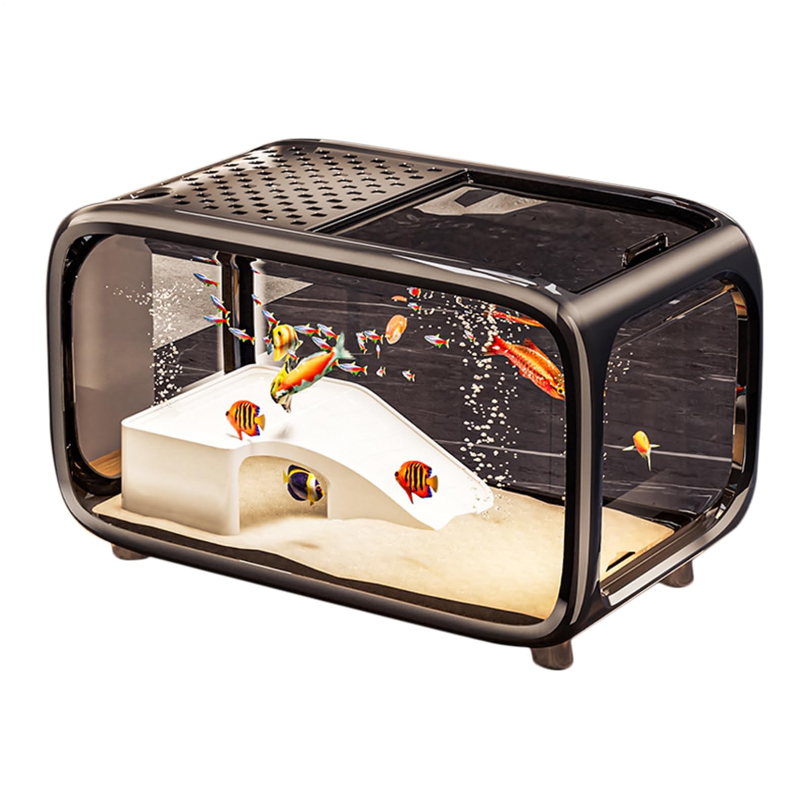 Acquario Vasca Per Pesci Con Decorazione Scalabile Per Paesaggio | Contenitore In Acrilico Trasparente Habitat Per Tartarughe Lumache Betta Piante Acquatiche