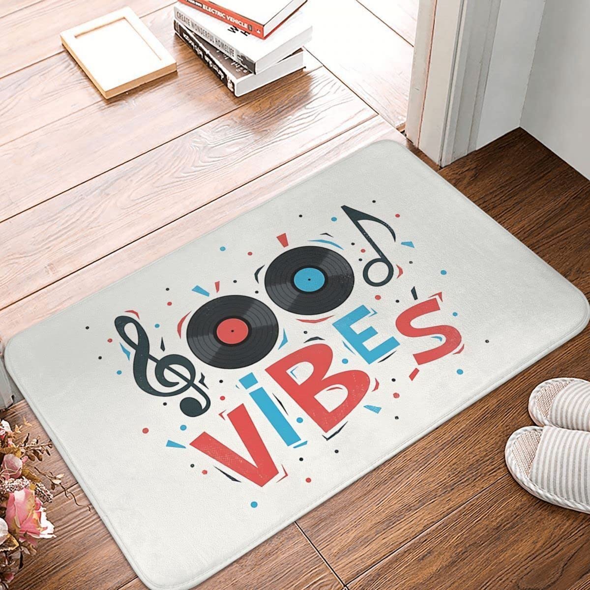 Traqunn Art Non Slip Doormat Good Vibes Bath Bedroom Mat Outdoor Carpet Home Pattern 30X18 In