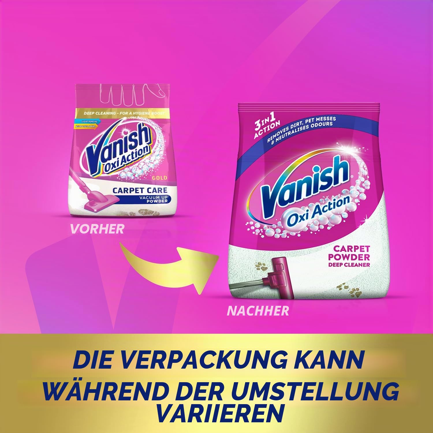 Vanish Carpet Cleaner + Upholstery, Gold Power Powder, Large Area Cleaning, 650 G