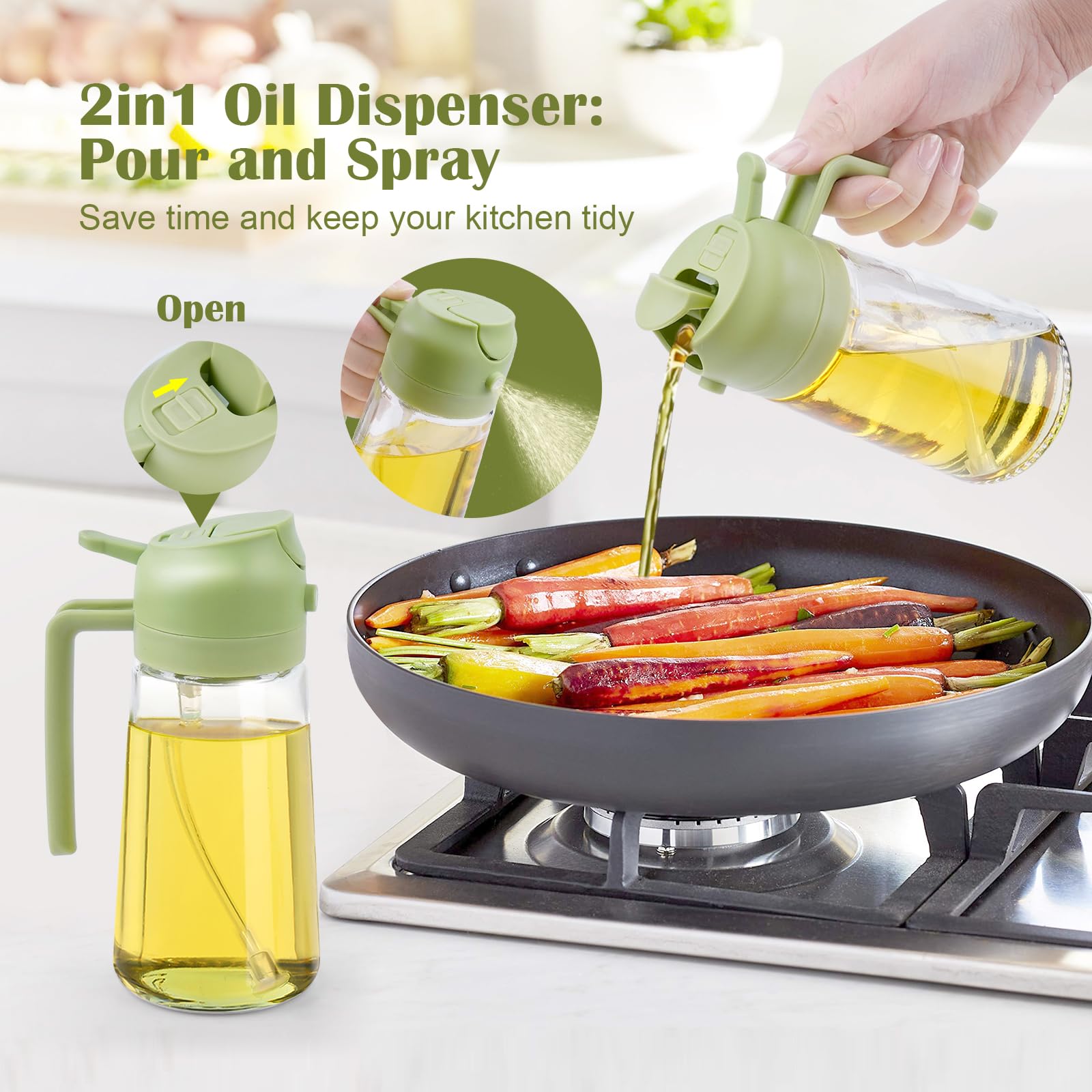 Spray Huile De Cuisine électrique Qoosea – Vaporisateur Huile D'olive 240 Ml | Pulvérisateur Sans BPA | Rechargeable USB | Contrôle Des Calories | Pour Salade Et Cuisson