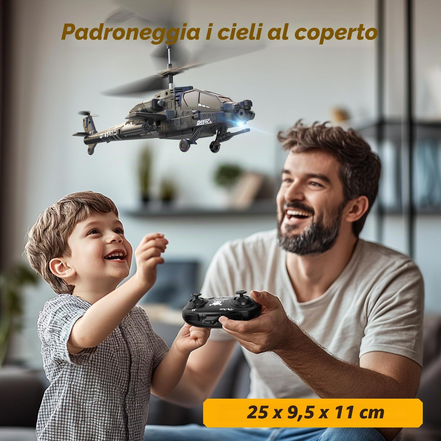 DEERC Elicottero RC, Aereo RC per Bambini e Adulti, Elicottero Telecomandato da 2,4 GHz, Tempo di Volo di 30 Minuti, Luci LED e Mantenimento dell'Altitudine, Giocattolo per Bambini da 8 a 12 Anni