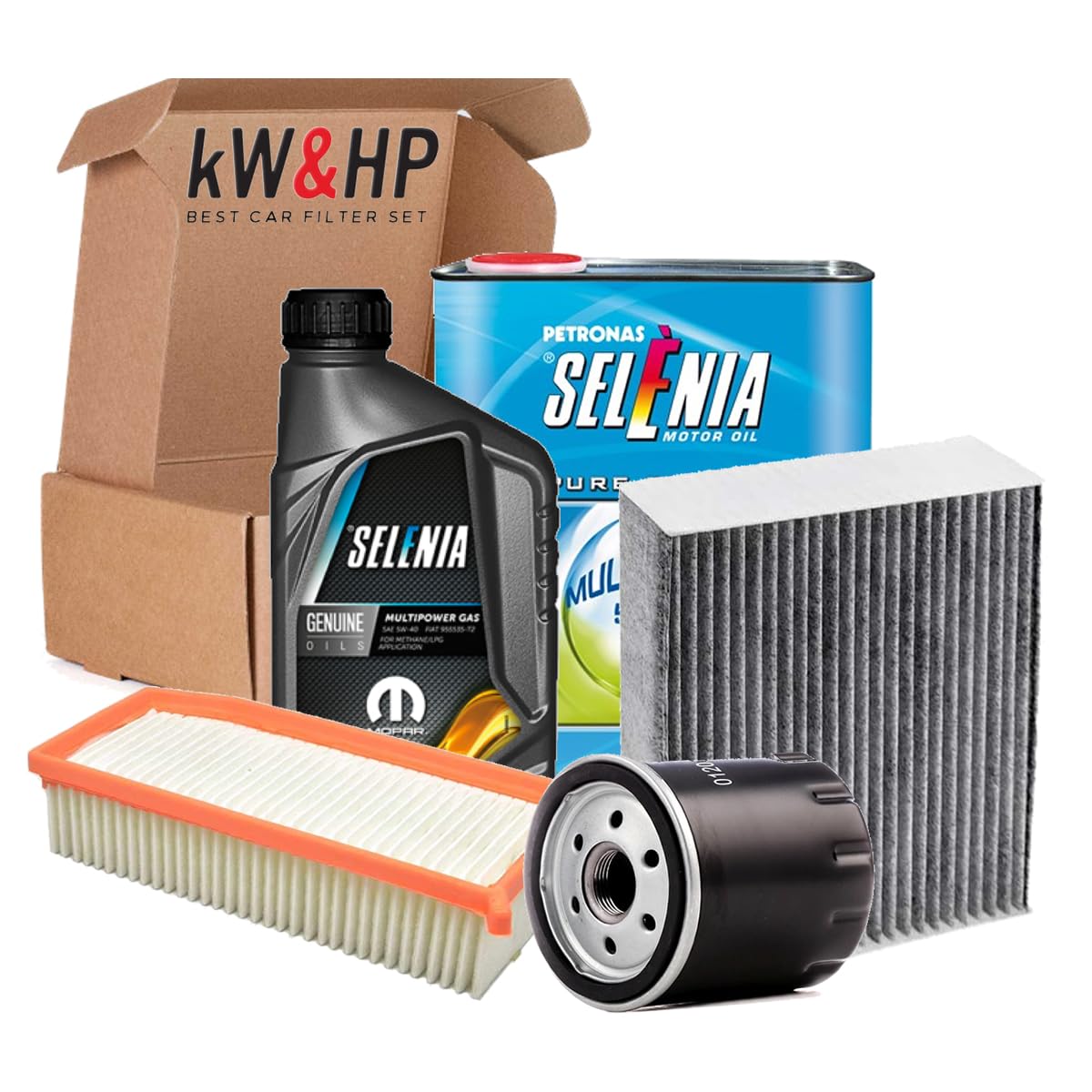 KIT TAGLIANDO 3 FILTRI (FILTRO ARIA, FILTRO OLIO E FILTRO ABITACOLO) + 4LT LITRI OLIO SELENIA_MULTIPOWER GAS 5W-40