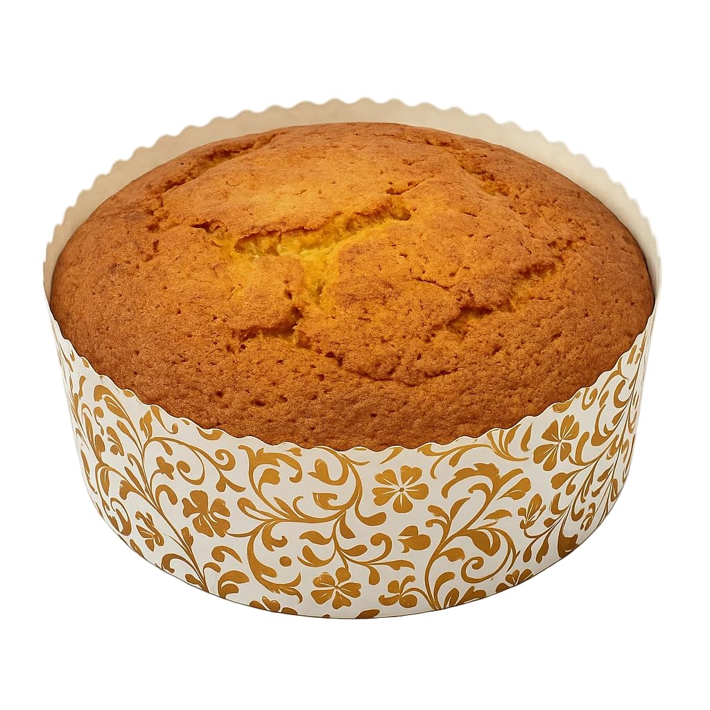 6" Elegant Bake & Serve Paper Disposable Cake Mould Set, Gold Floret Design, 500g Capacity, Greaseproof & Heat-Resistant, Perfect for Cakes & Tarts (Pack of 15)