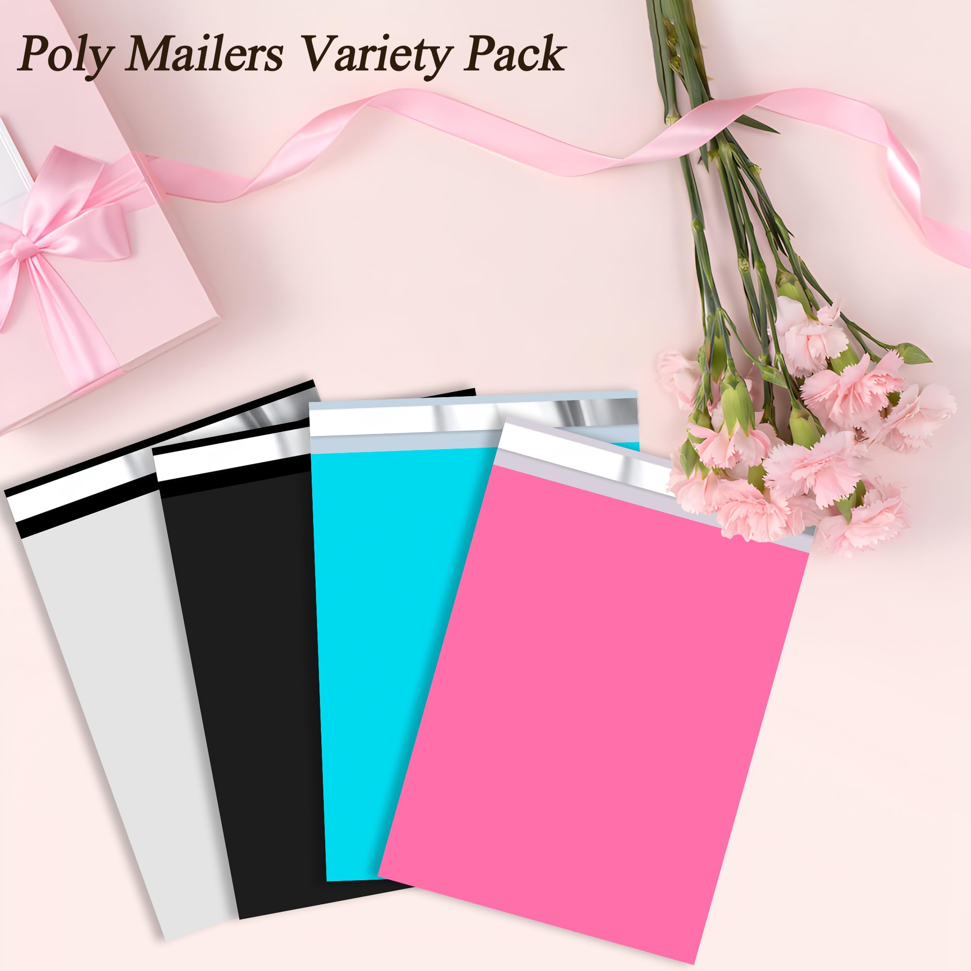 Thank You Poly Mailer 25,4 x 33,5 cm, 100 pezzi, impermeabili e resistenti agli strappi, sacchetti per spedizioni per abbigliamento, resistenti sacchetti per spedizioni con autosigillante