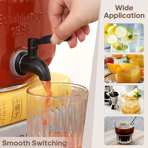 Miniatura 5 de Dispensadores de bebidas de vidrio de 2 galones para fiestas, dispensadores de bebidas de hielo con soporte, dispensador de agua de vidrio con