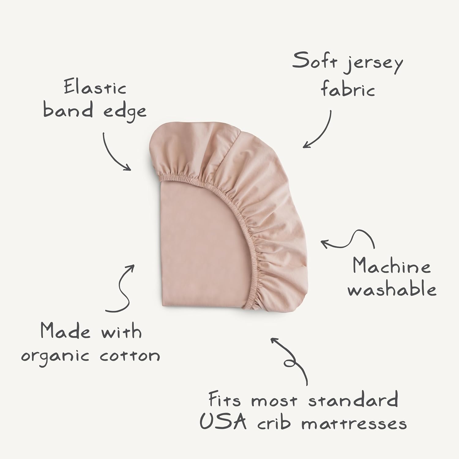 mushie Stretchy & Soft Crib Sheet | Fitted 28" x 52" (Fog)