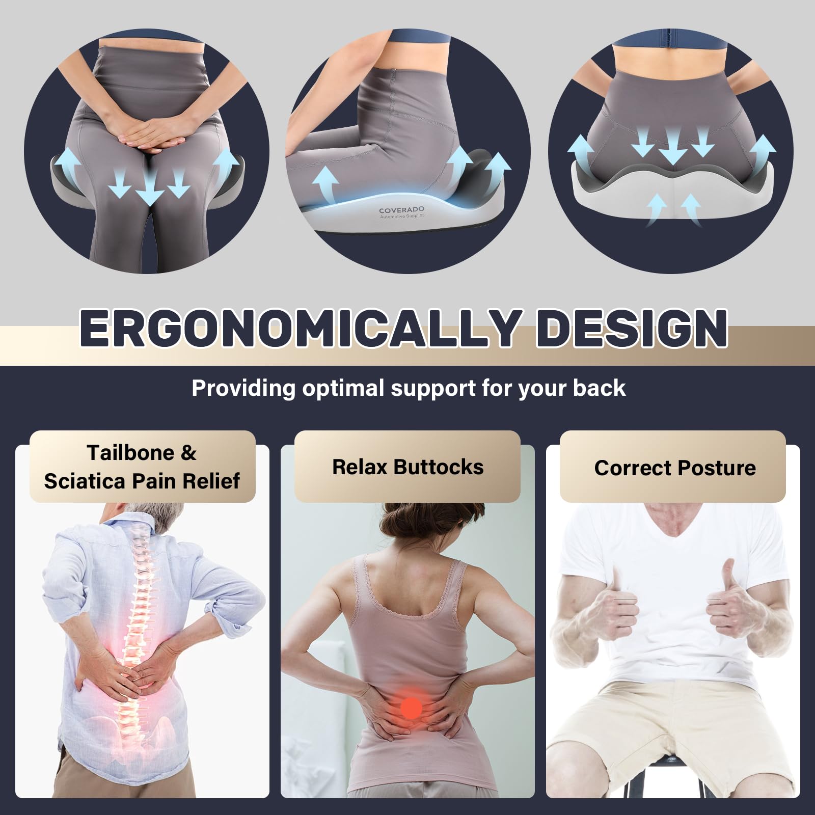Coussin de Soutien Lombaire pour Chaise de Bureau, Coussin de Soutien Dorsal pour Chaise, siège de Voiture, Coussin de Dossier Ergonomique pour Chaise de Bureau, Coussin de Dos pour douleurs dorsales