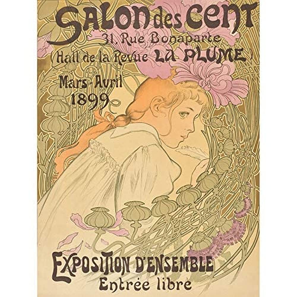 Artery8 Mucha Salon Des Cent 20th Exhibition Nouveau Advert Unframed Wall Art Print Poster Home Decor Premium